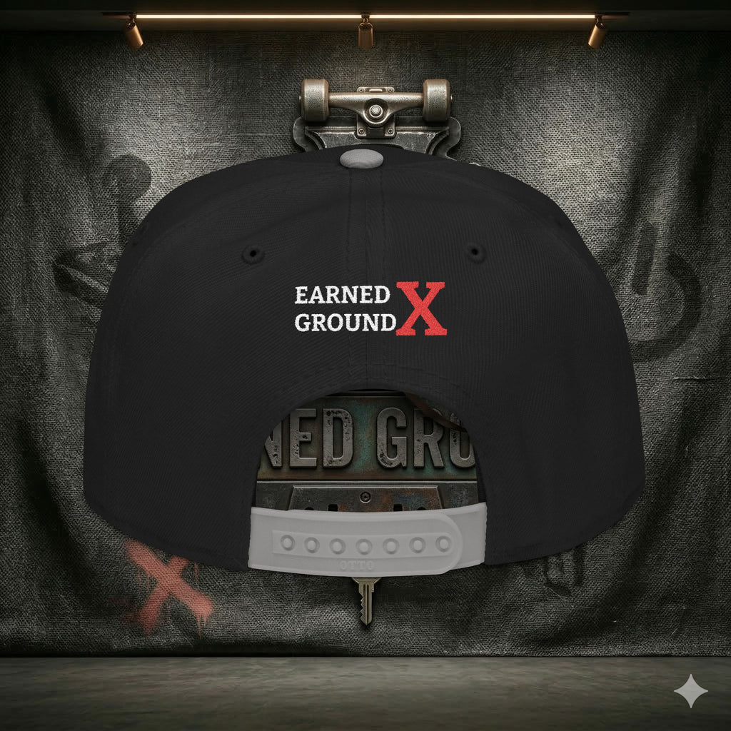 EARNED GROUND GEN 'X' EMBROIDED Snapback Hat — Vintage Red  GEN X Patch Logo Cap