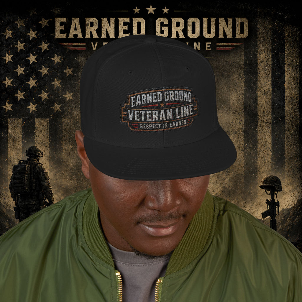 Earned Ground Veteran Line  Embroidered Snapback Hat