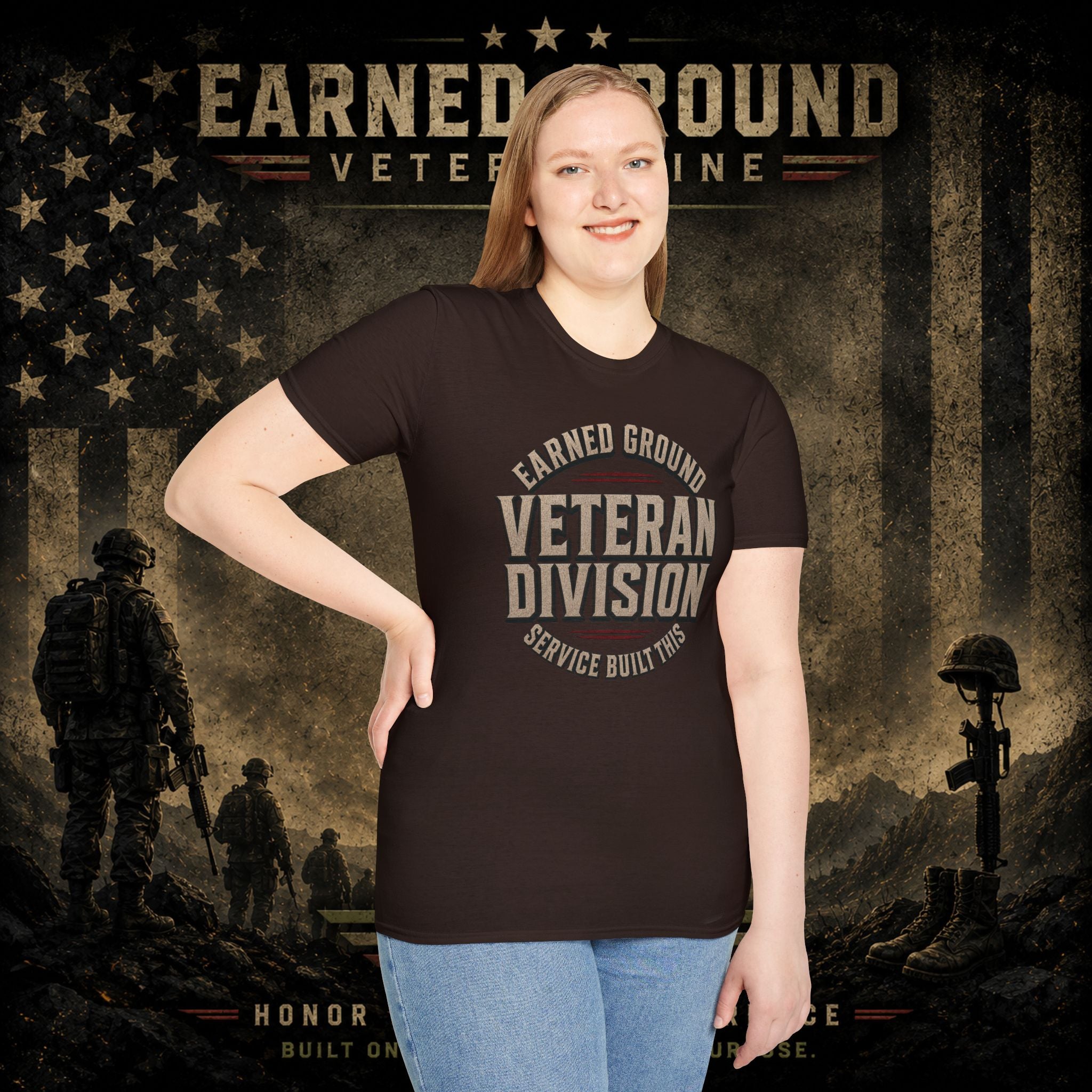 Earned Ground Veteran Division 'Service Built This'— Military Tribute Tee