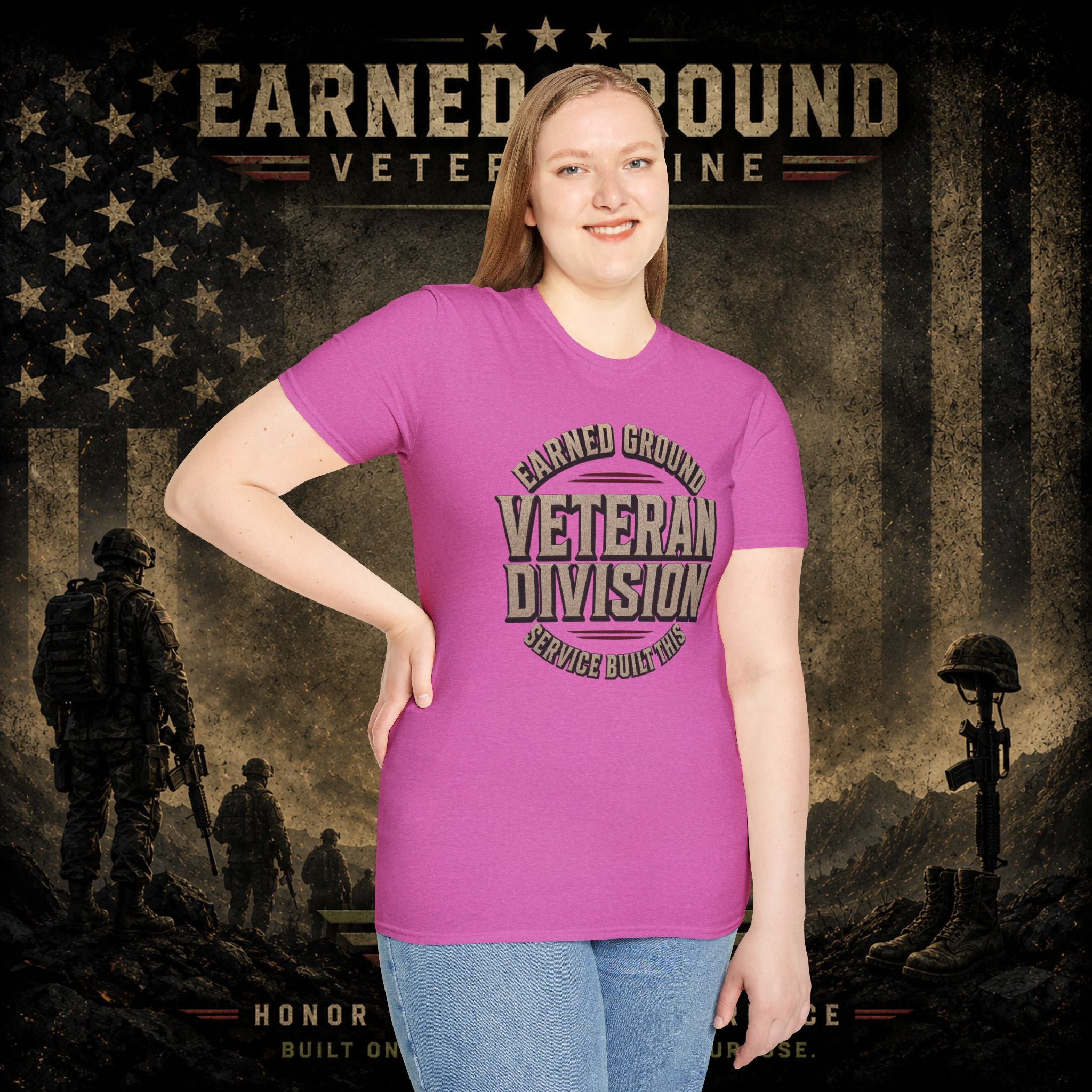 Earned Ground Veteran Division 'Service Built This'— Military Tribute Tee