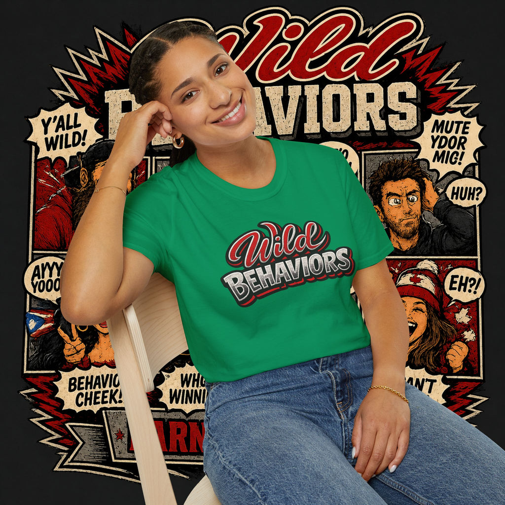 Earned Ground "Wild Behaviors" T-Shirt — Retro Red & White Graphic Tee