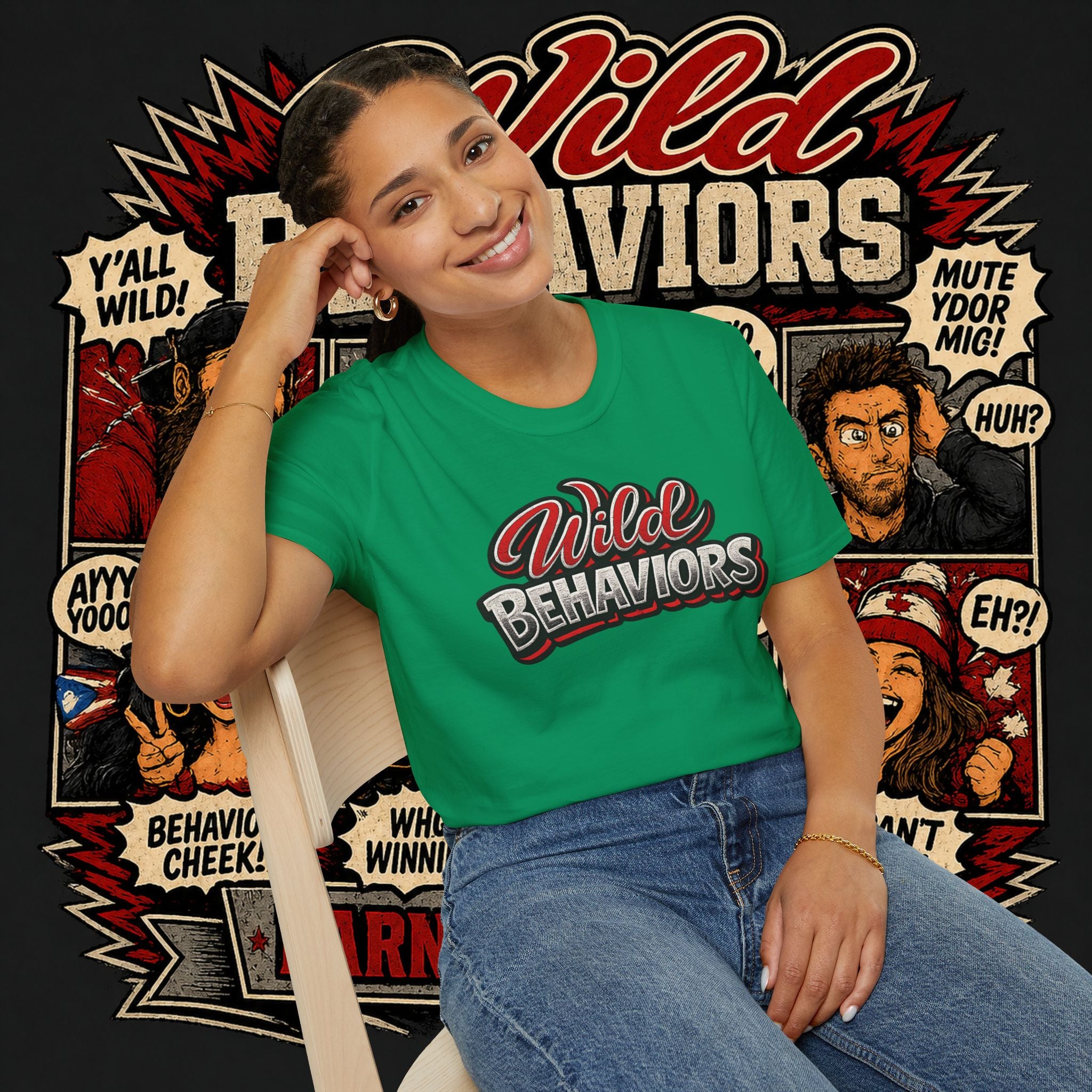 Earned Ground "Wild Behaviors" T-Shirt — Retro Red & White Graphic Tee