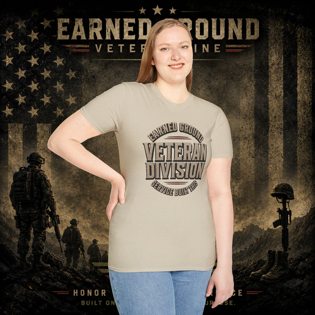 Earned Ground Veteran Division 'Service Built This'— Military Tribute Tee