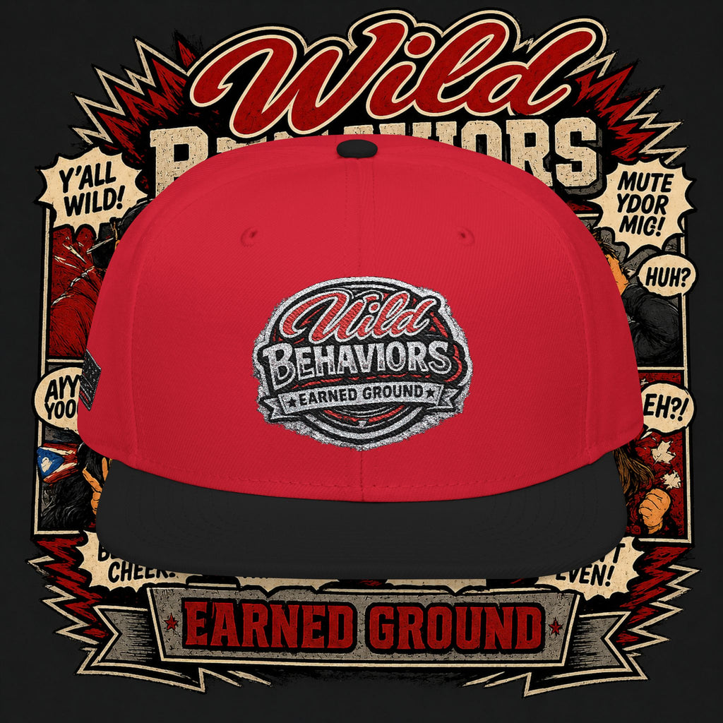 Earned Ground Cap Snapback Hat — 'Wild Behaviors' Embroidered Earned Ground Cap