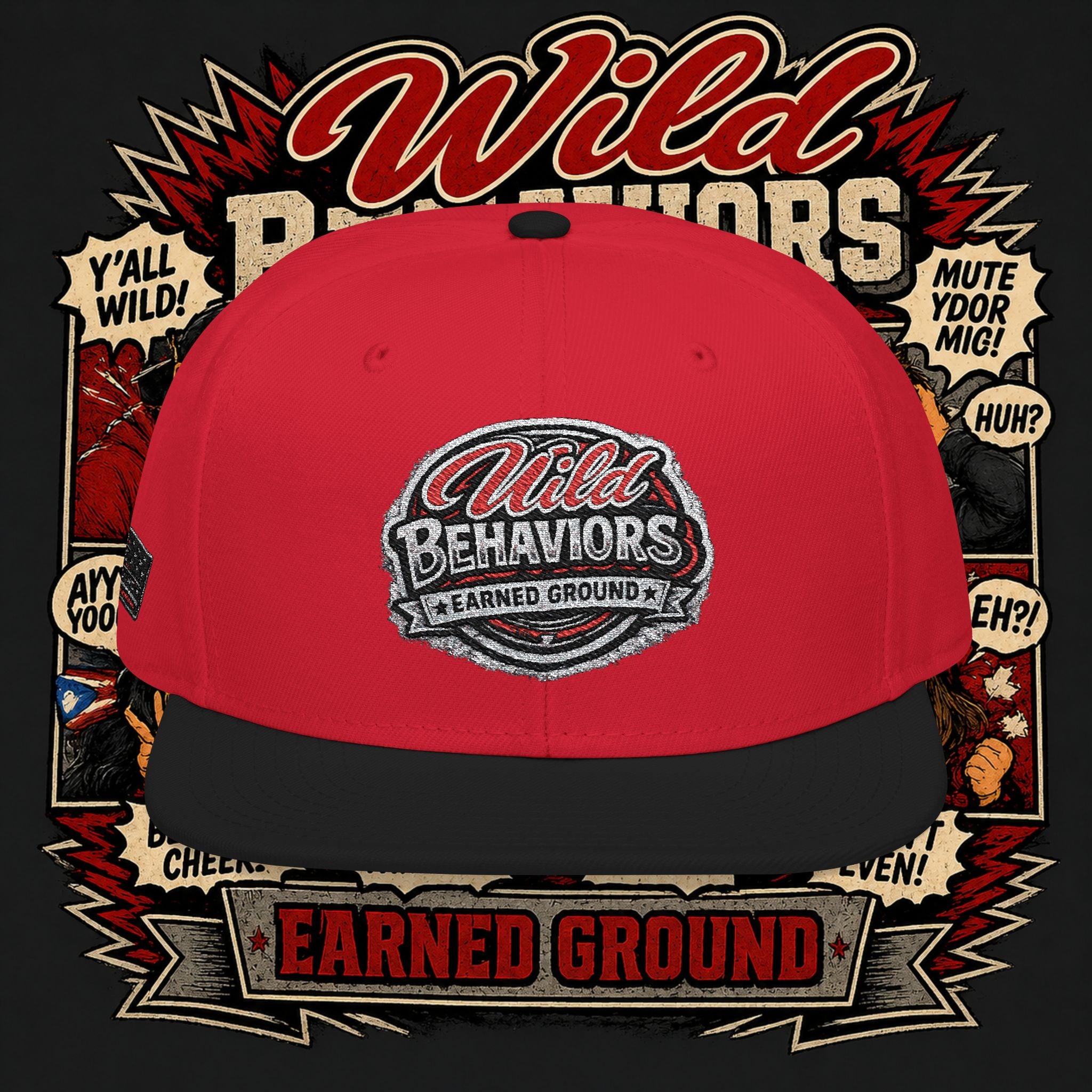 Earned Ground Cap Snapback Hat — 'Wild Behaviors' Embroidered Earned Ground Cap