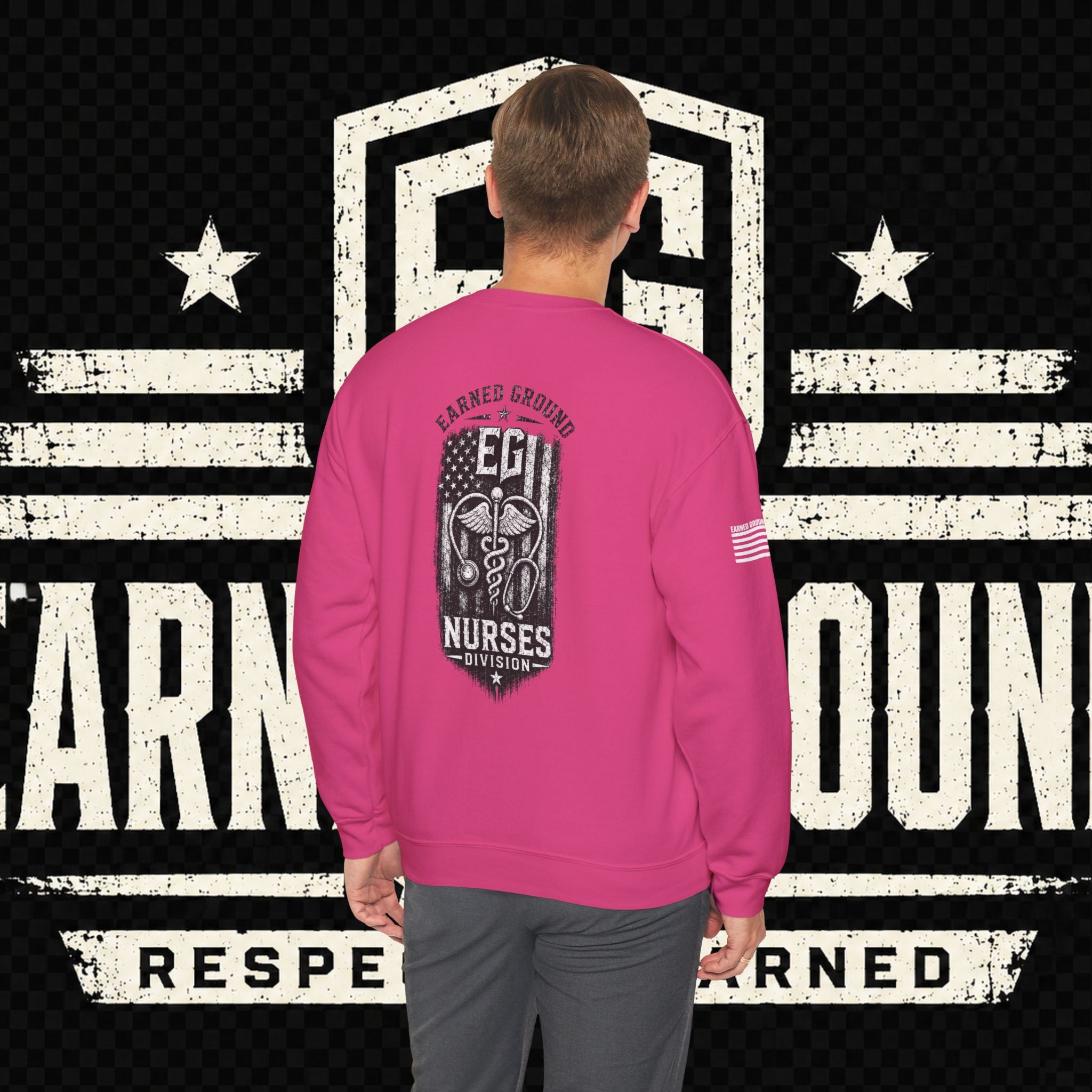 EARNED GROUND Nurses Division Crewneck Sweatshirt – Nurses Caduceus Badge Design