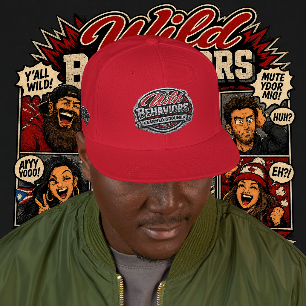 Earned Ground Cap Snapback Hat — 'Wild Behaviors' Embroidered Earned Ground Cap