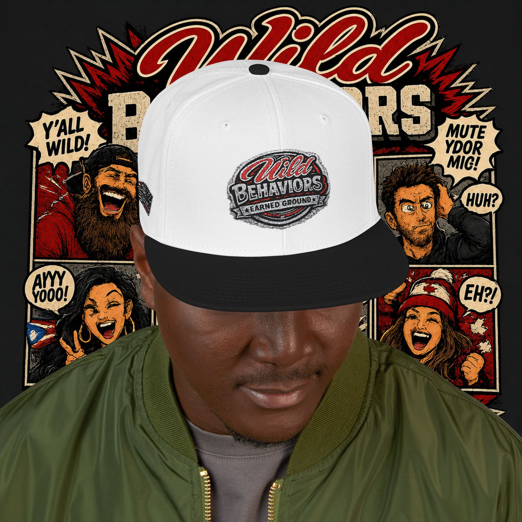Earned Ground Cap Snapback Hat — 'Wild Behaviors' Embroidered Earned Ground Cap