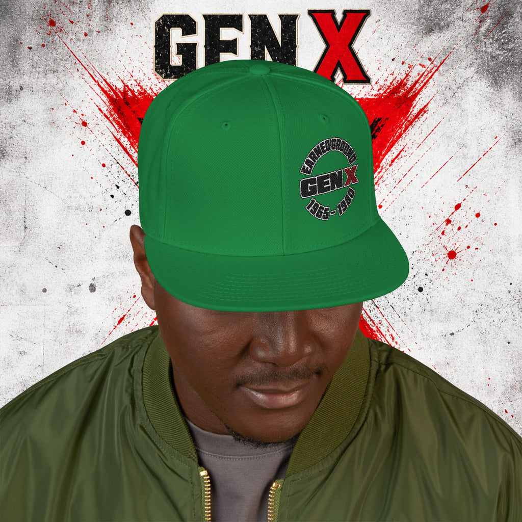 Gen X Embroidered Flat Bill Ball Cap — Gen X Proud 1965–1980