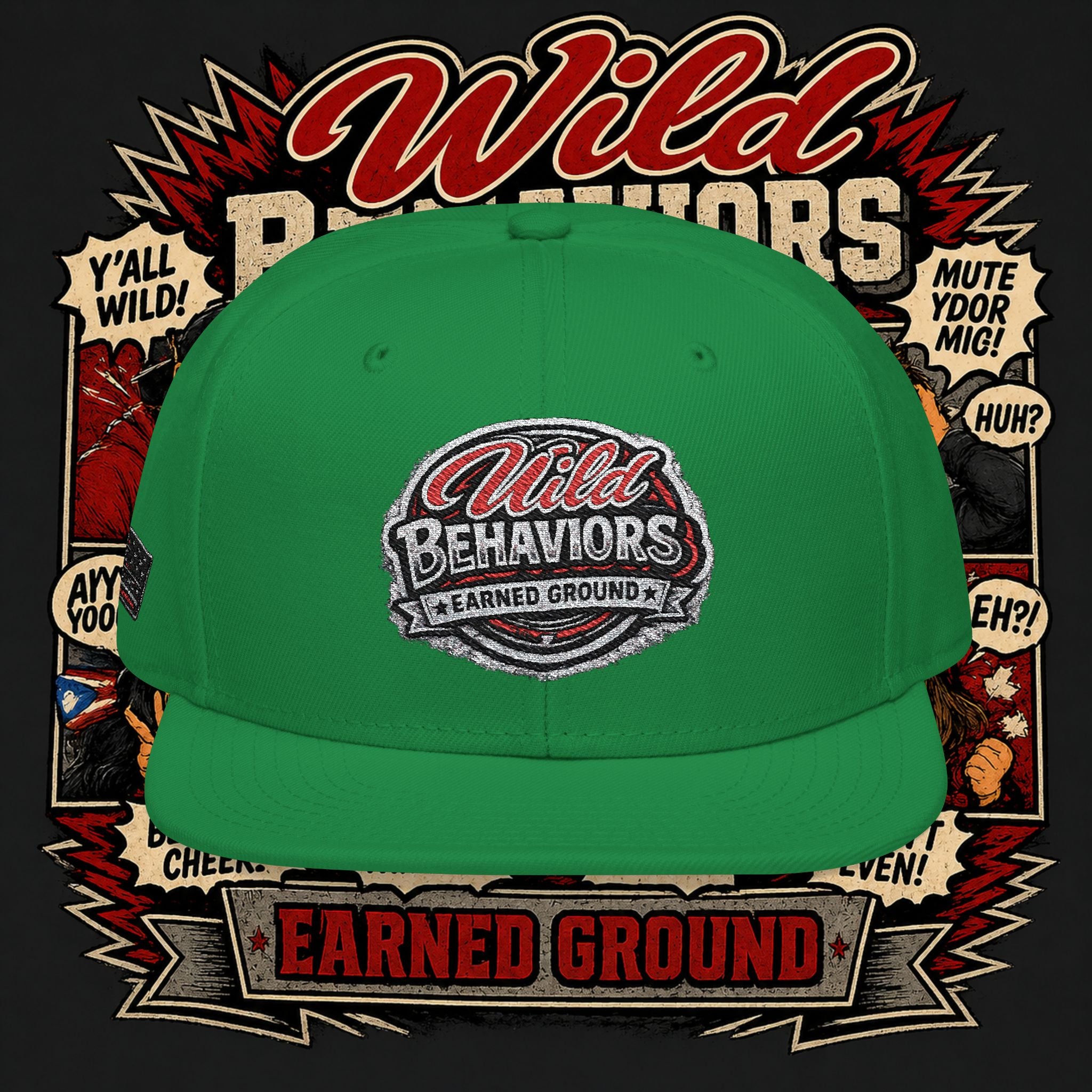 Earned Ground Cap Snapback Hat — 'Wild Behaviors' Embroidered Earned Ground Cap