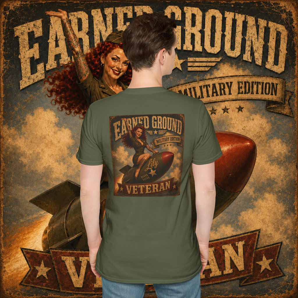 Earned Ground Veteran Division T‑Shirt —"LILY PINUP" VINTAGE SERVICE DIVISON