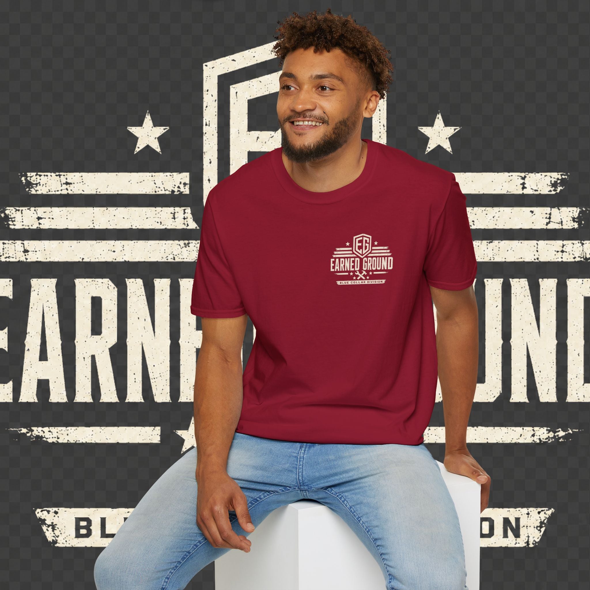 EARNED GROUND "BLUE COLLAR DIVISION" Coastal Calm Graphic T-Shirt