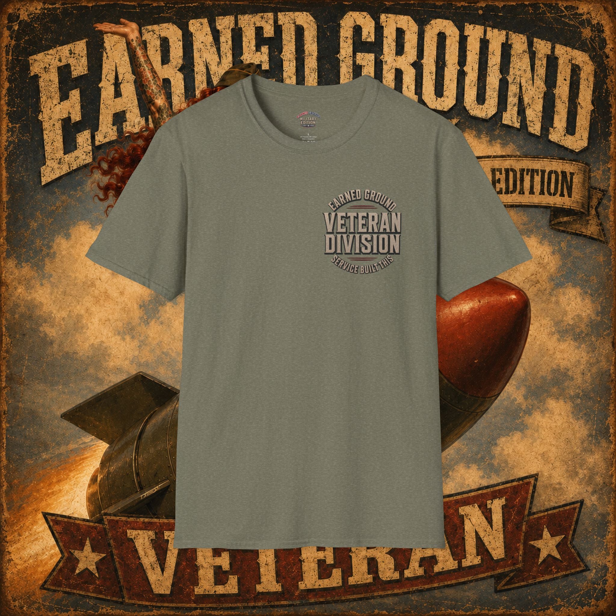 Earned Ground Veteran Division T‑Shirt —"LILY PINUP" VINTAGE SERVICE DIVISON
