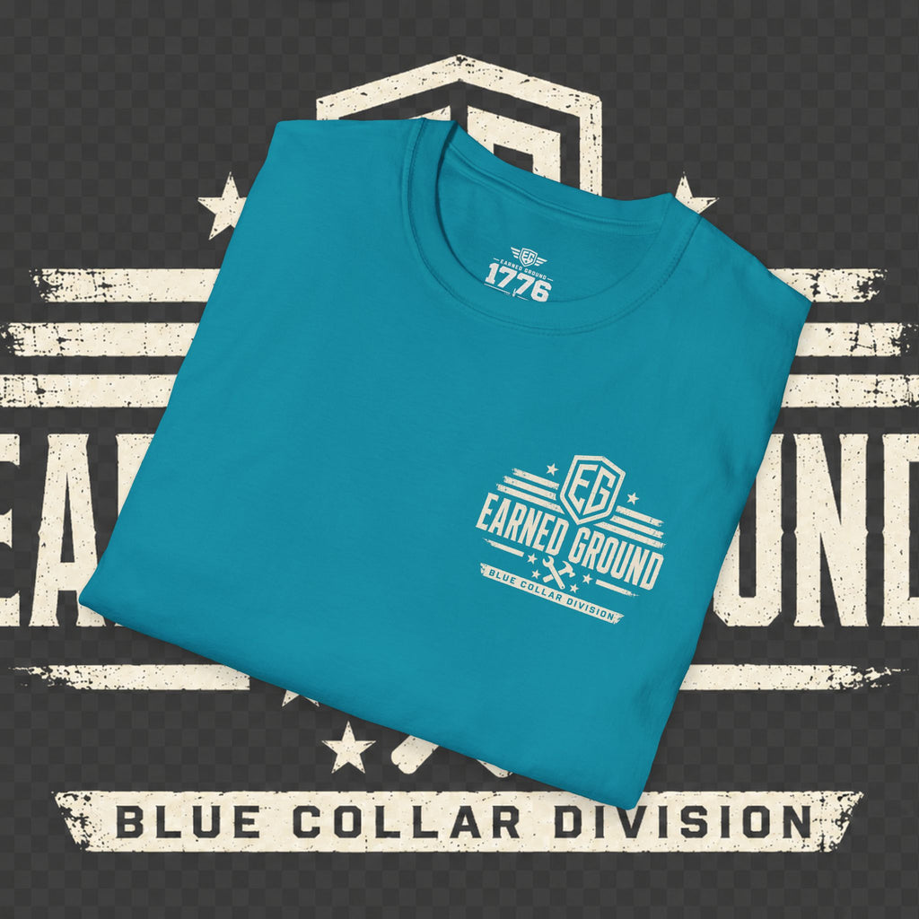 EARNED GROUND "BLUE COLLAR DIVISION" Coastal Calm Graphic T-Shirt