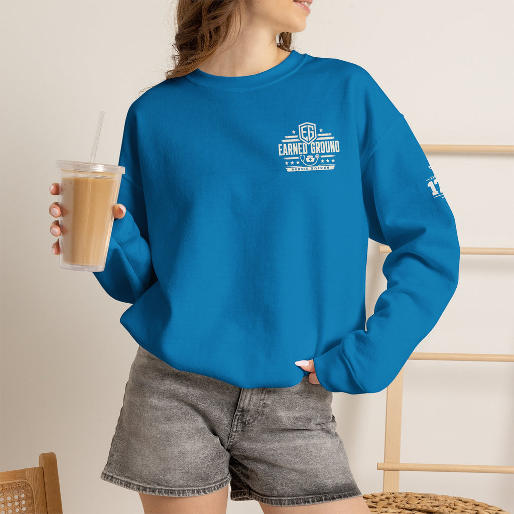 EARNED GROUND Nurses Division Crewneck Sweatshirt – Nurses Caduceus Badge Design