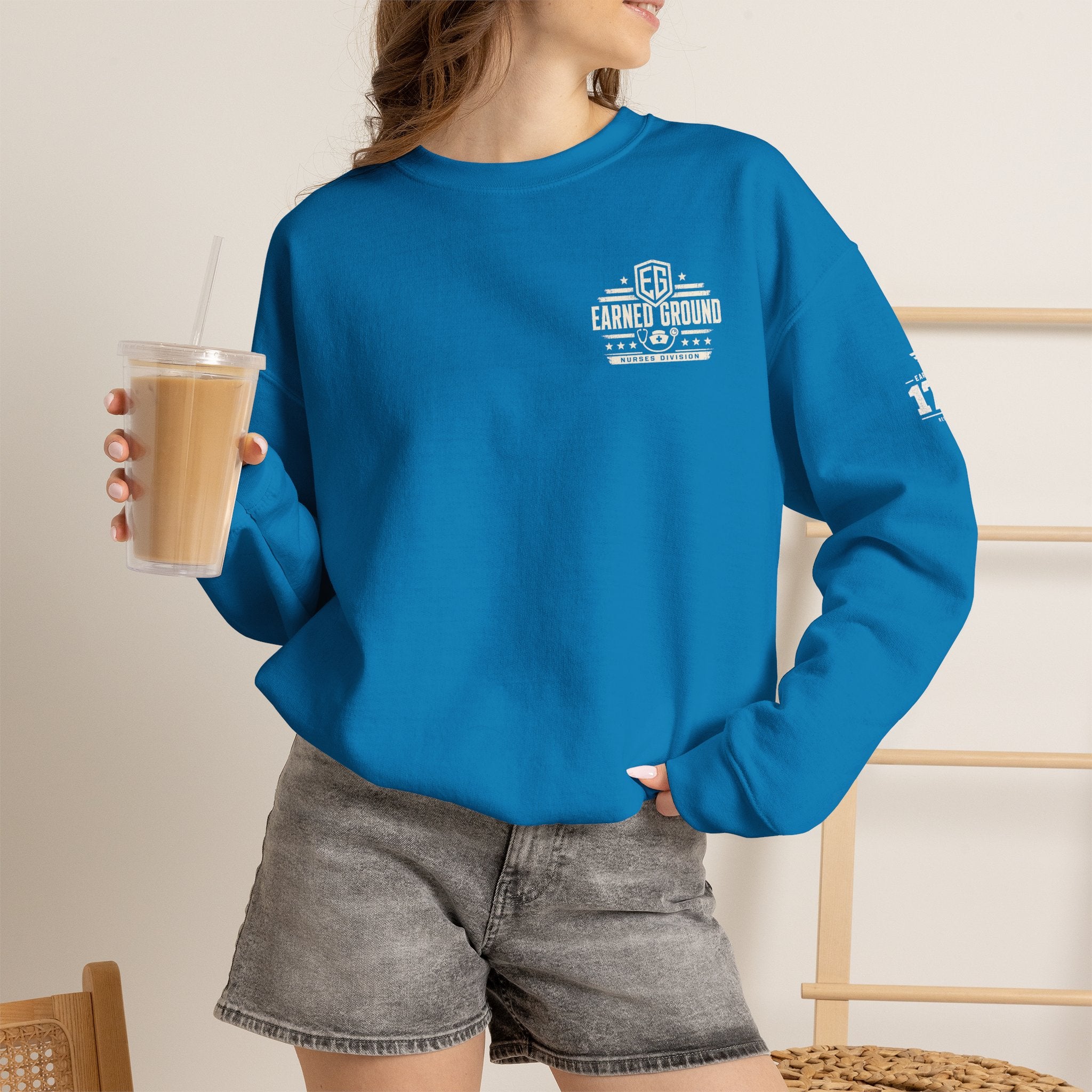 EARNED GROUND Nurses Division Crewneck Sweatshirt – Nurses Caduceus Badge Design