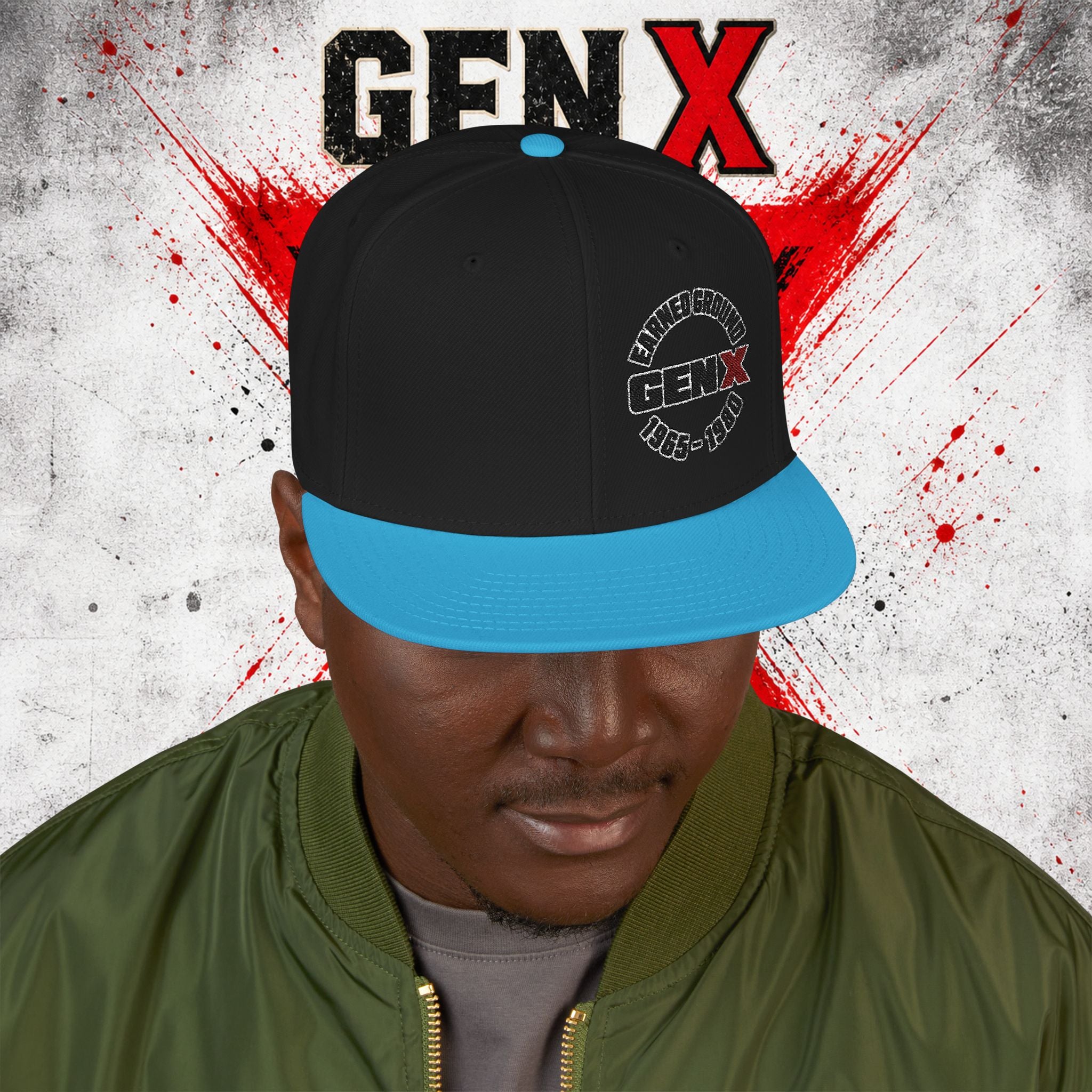 Gen X Embroidered Flat Bill Ball Cap — Gen X Proud 1965–1980