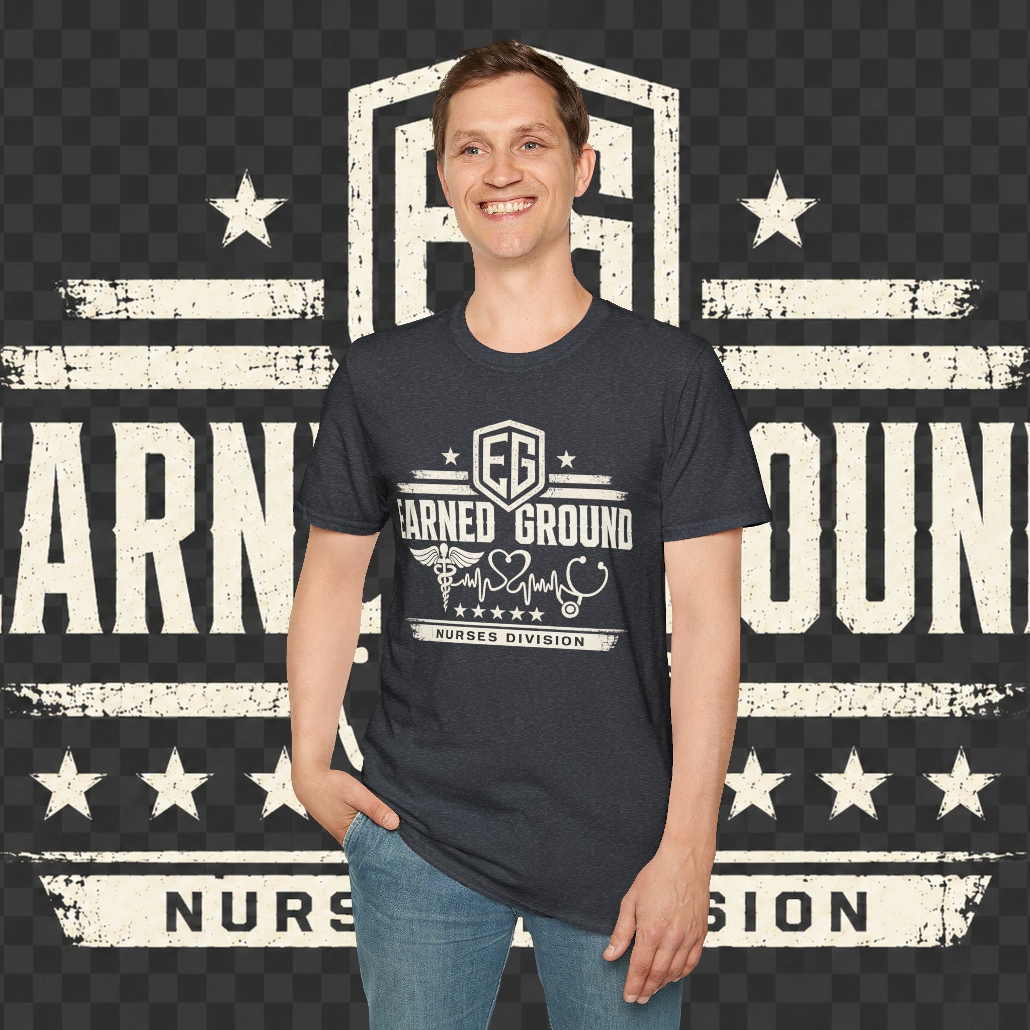 Earned Ground Nurses Division T-Shirt — Nurse Appreciation Medical Heartbeat Tee