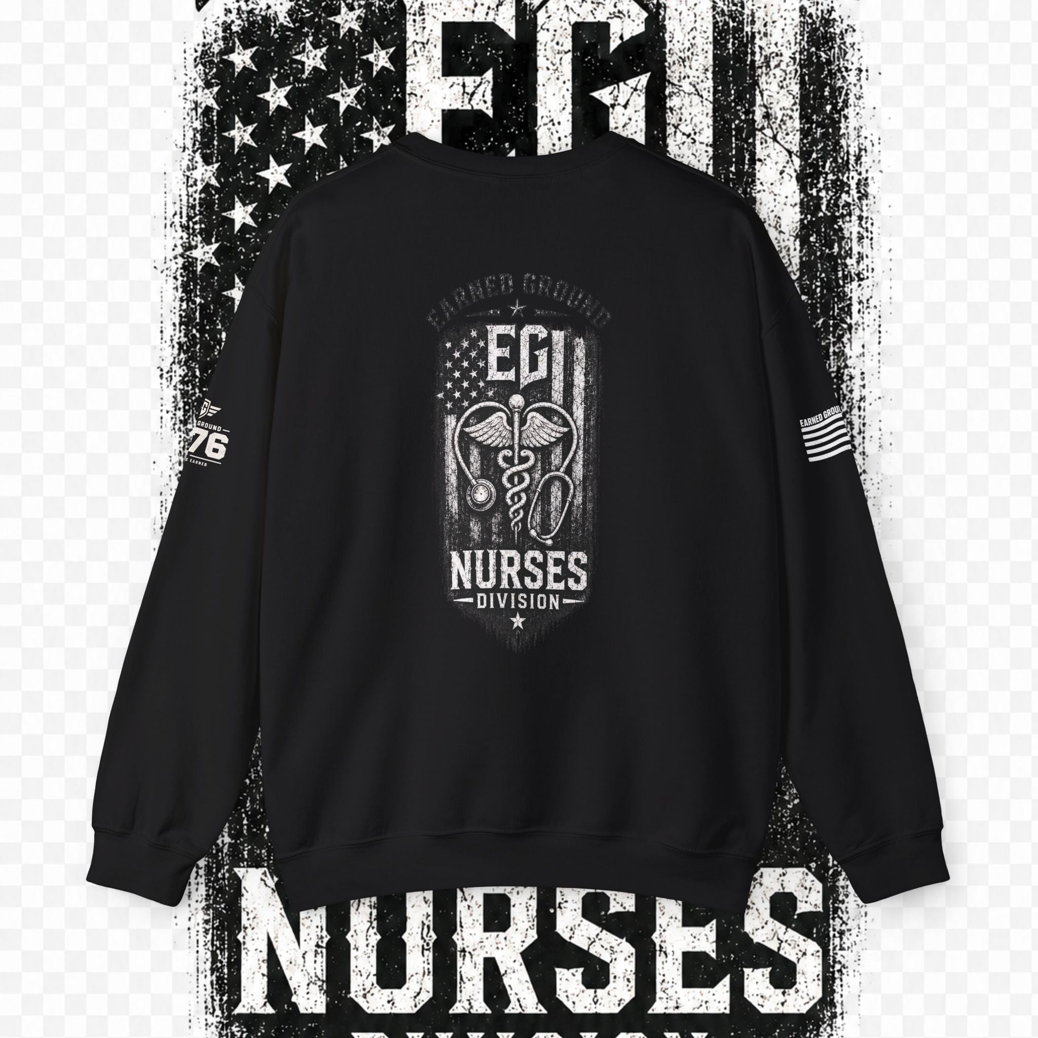 EARNED GROUND Nurses Division Crewneck Sweatshirt – Nurses Caduceus Badge Design