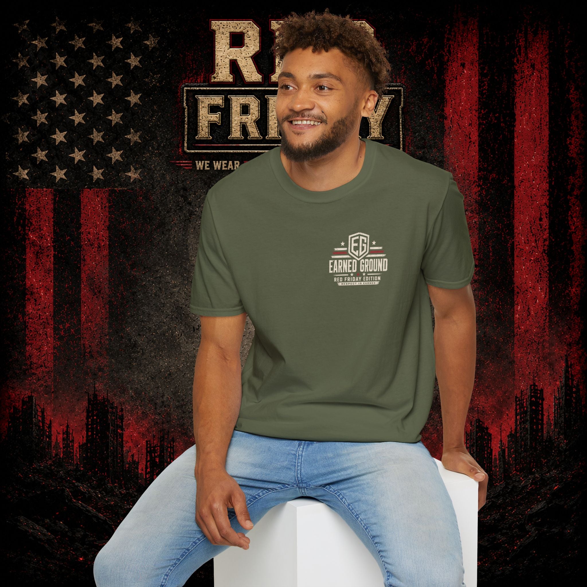Earned Ground EG Military Flag T-Shirt — Red Friday Patriot Tee