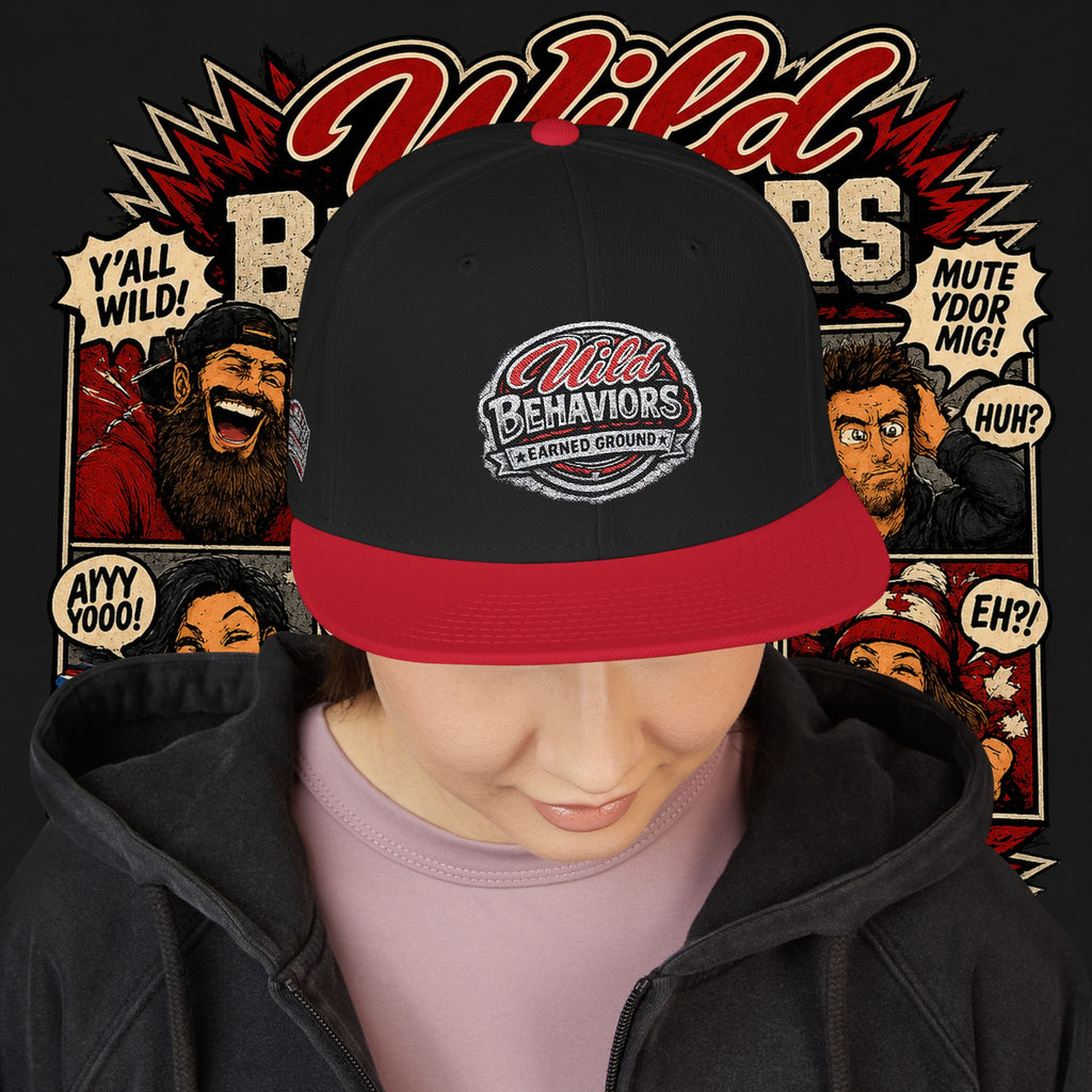 Earned Ground Cap Snapback Hat — 'Wild Behaviors' Embroidered Earned Ground Cap