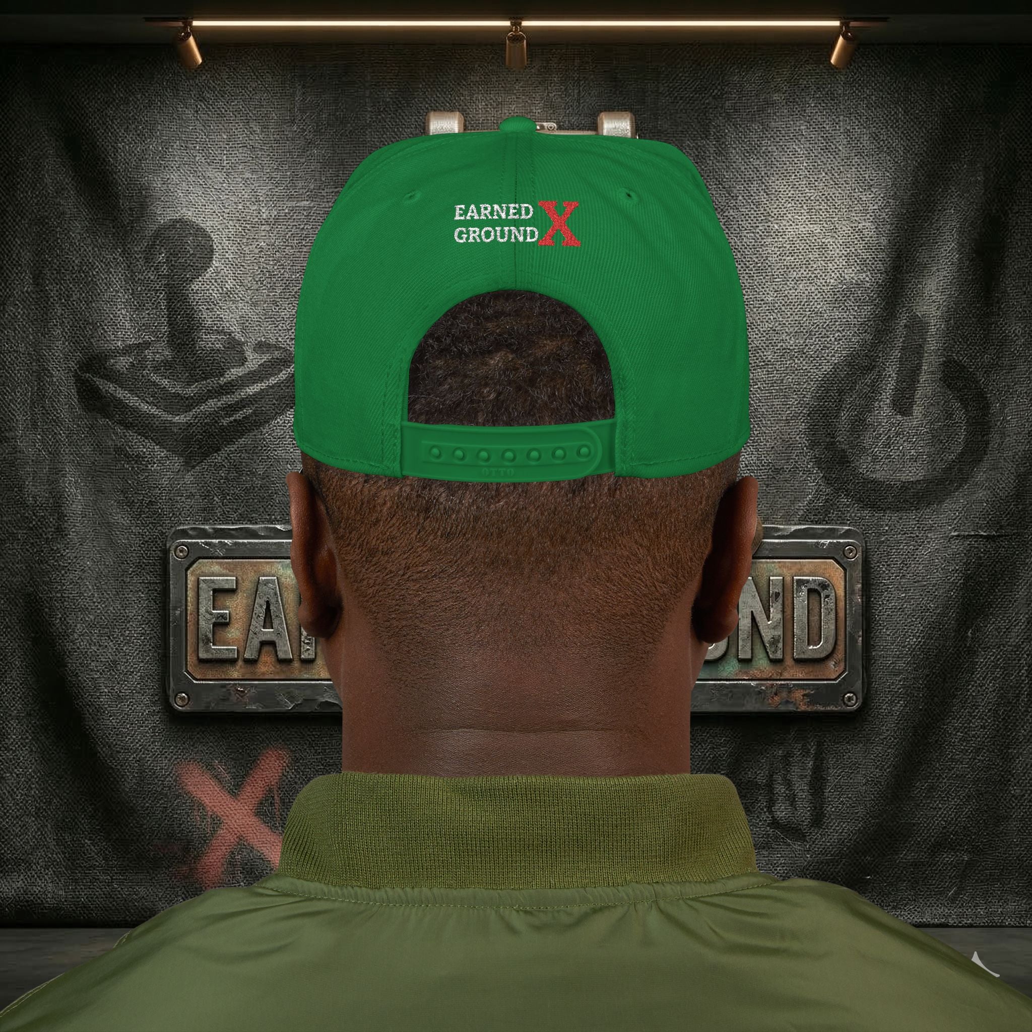 EARNED GROUND GEN 'X' EMBROIDED Snapback Hat — Vintage Red  GEN X Patch Logo Cap