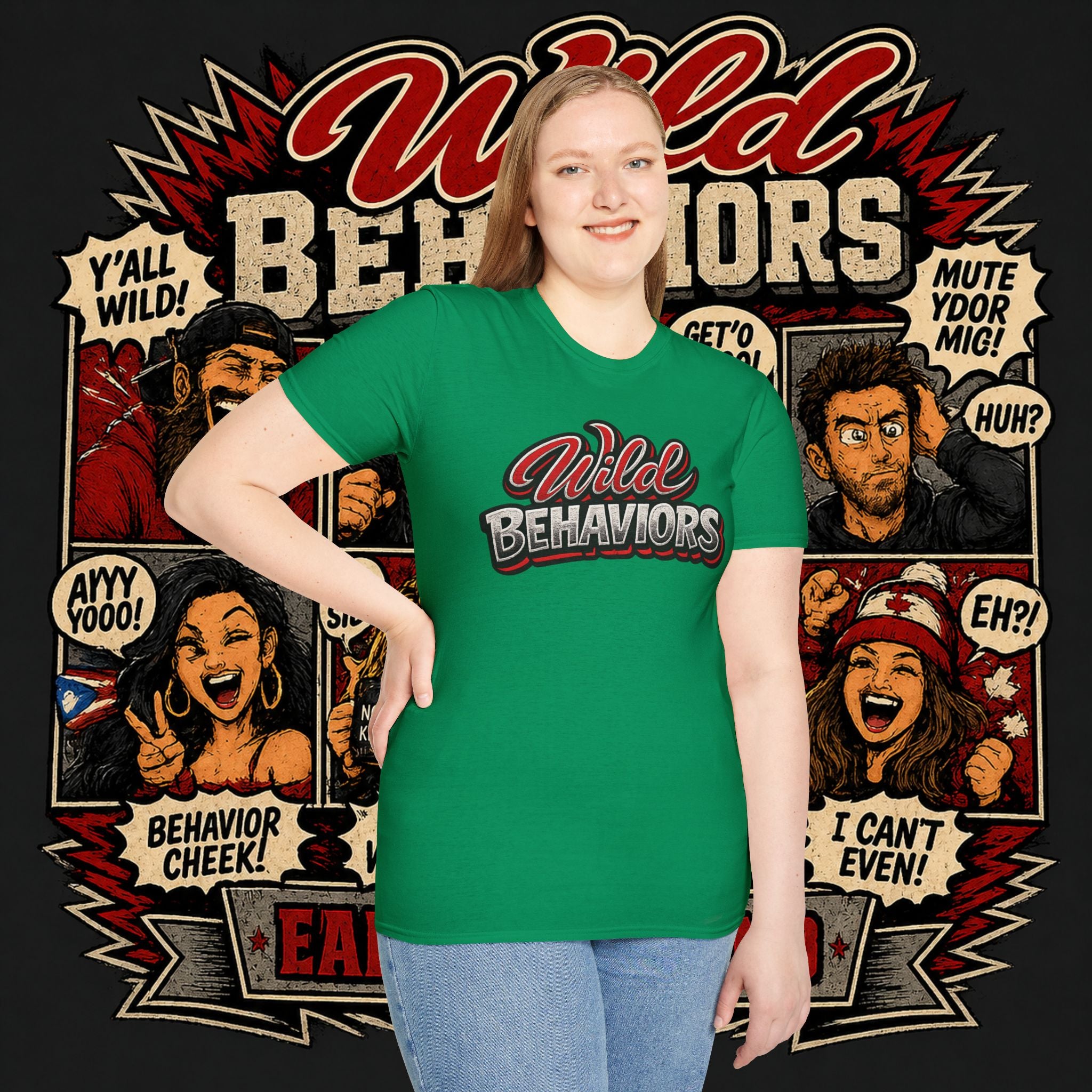 Earned Ground "Wild Behaviors" T-Shirt — Retro Red & White Graphic Tee