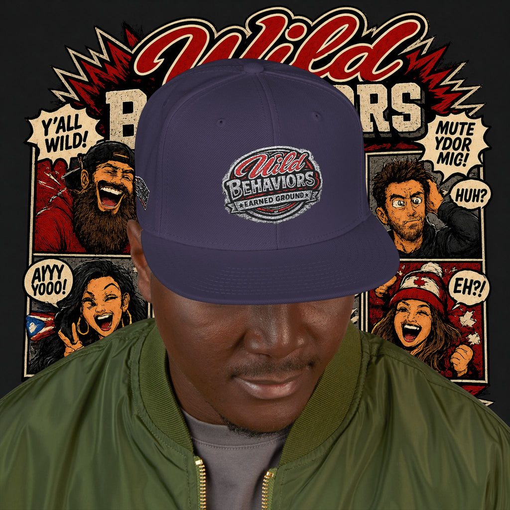 Earned Ground Cap Snapback Hat — 'Wild Behaviors' Embroidered Earned Ground Cap