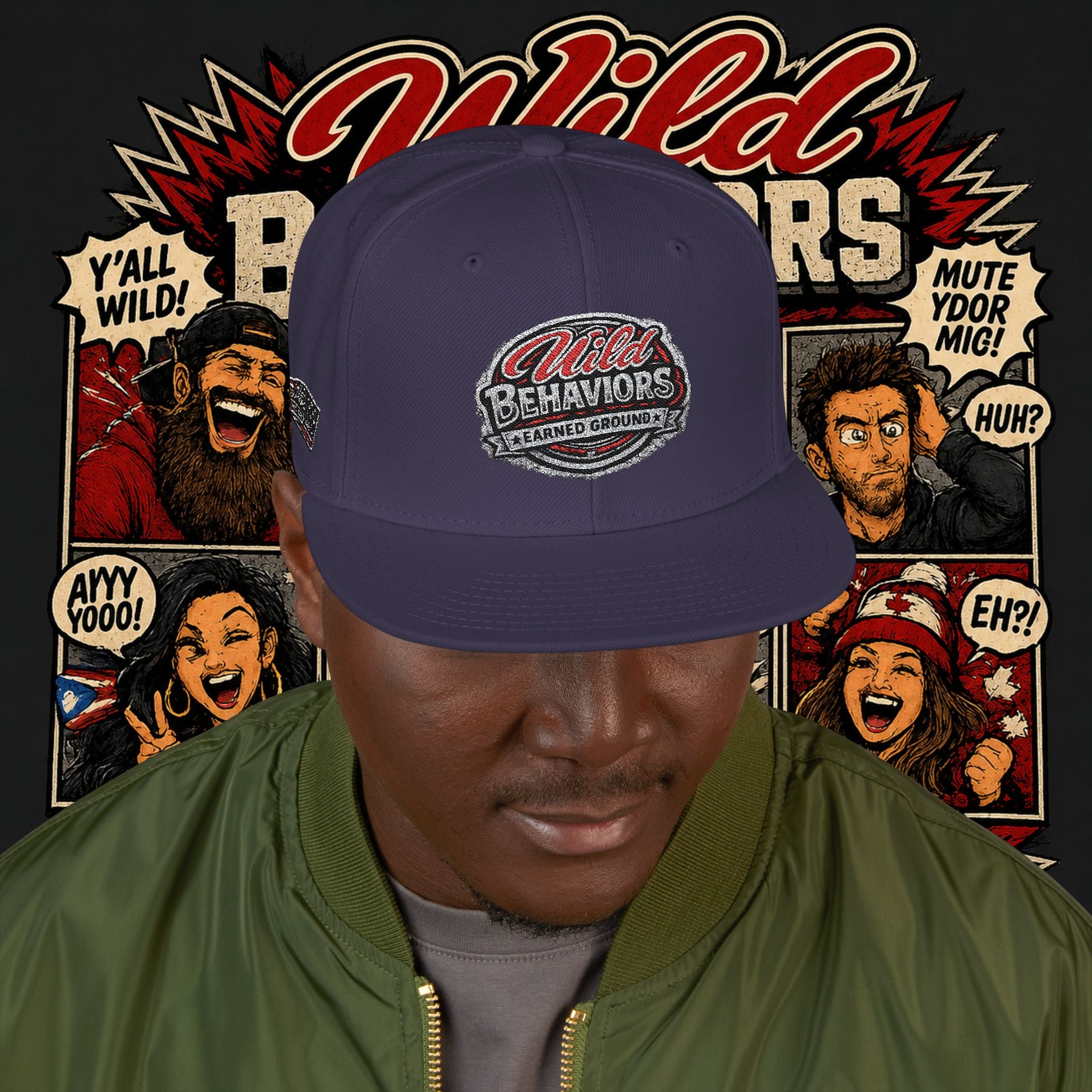 Earned Ground Cap Snapback Hat — 'Wild Behaviors' Embroidered Earned Ground Cap
