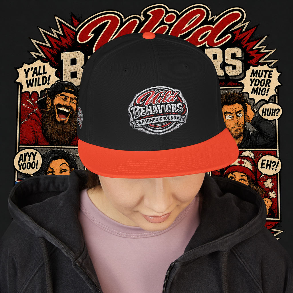 Earned Ground Cap Snapback Hat — 'Wild Behaviors' Embroidered Earned Ground Cap