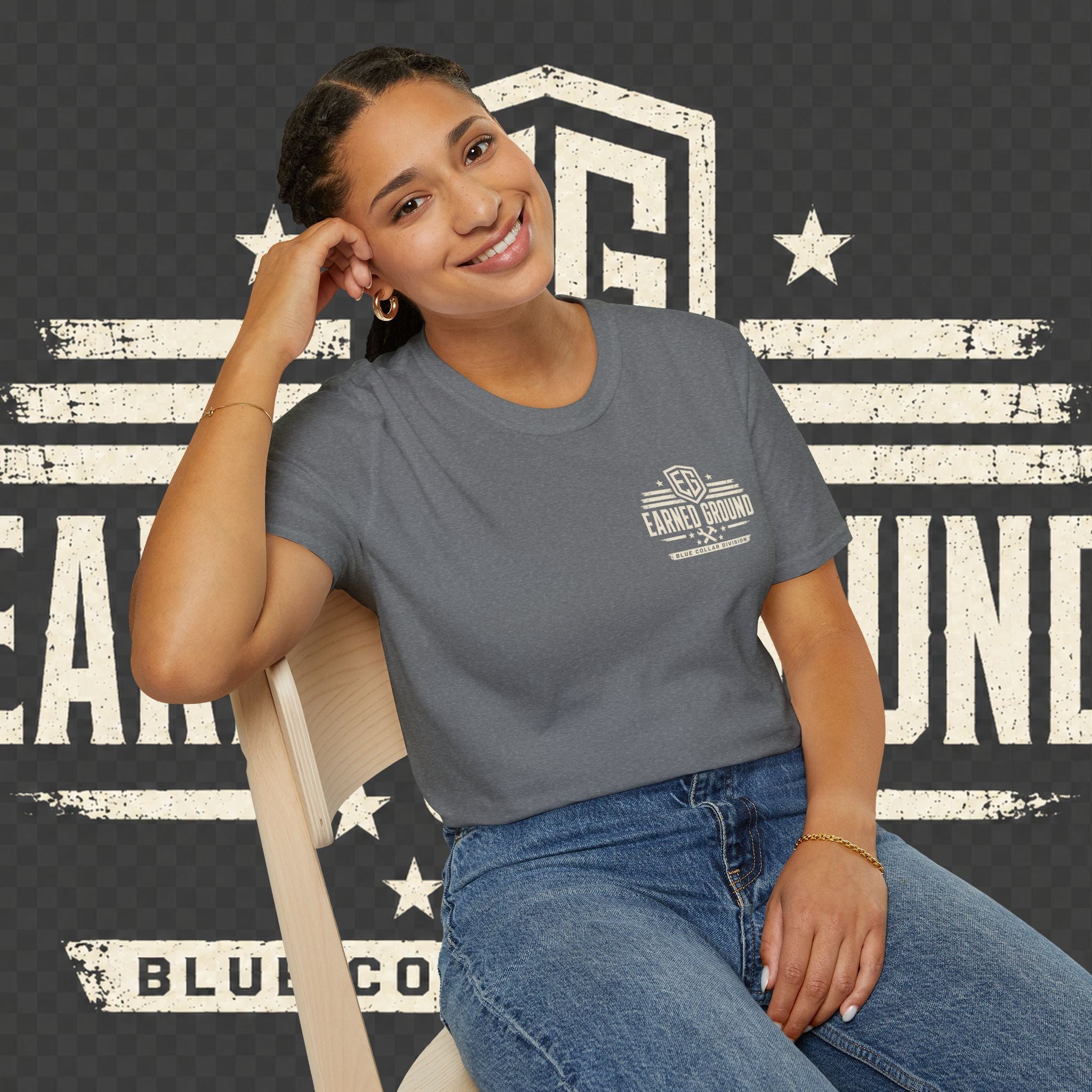 EARNED GROUND "BLUE COLLAR DIVISION" Coastal Calm Graphic T-Shirt
