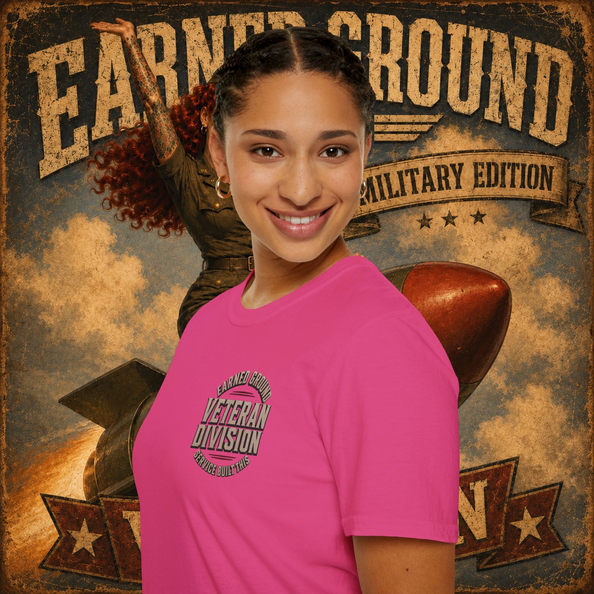 Earned Ground Veteran Division T‑Shirt —"LILY PINUP" VINTAGE SERVICE DIVISON
