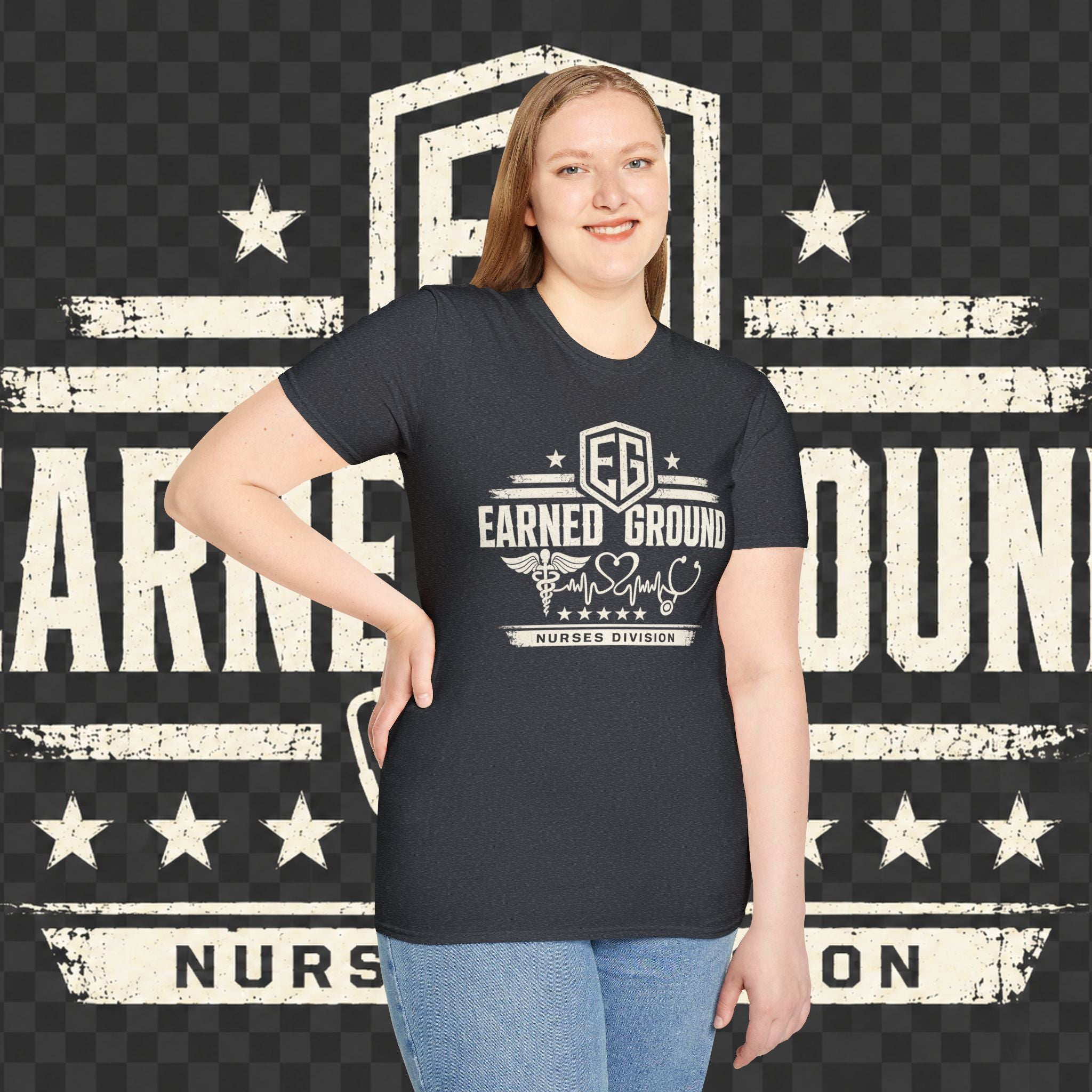 Earned Ground Nurses Division T-Shirt — Nurse Appreciation Medical Heartbeat Tee