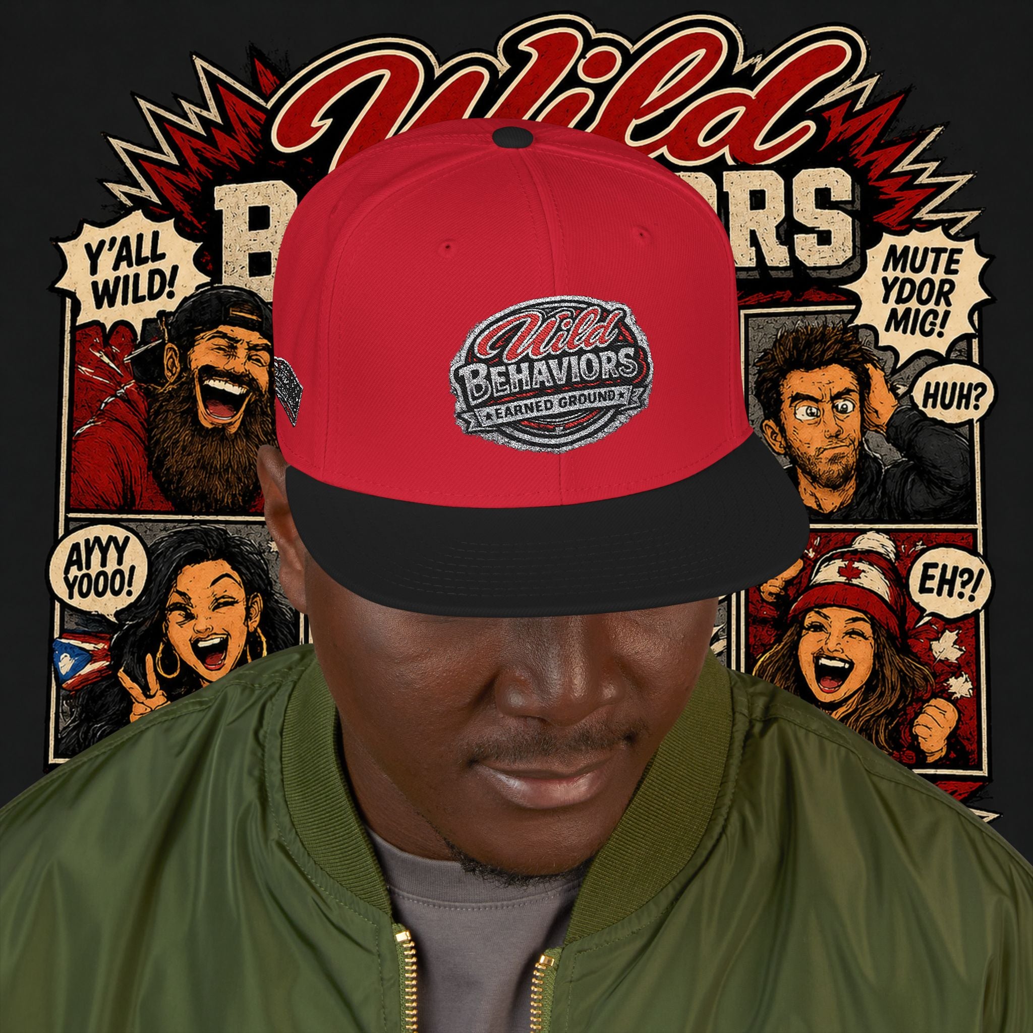 Earned Ground Cap Snapback Hat — 'Wild Behaviors' Embroidered Earned Ground Cap