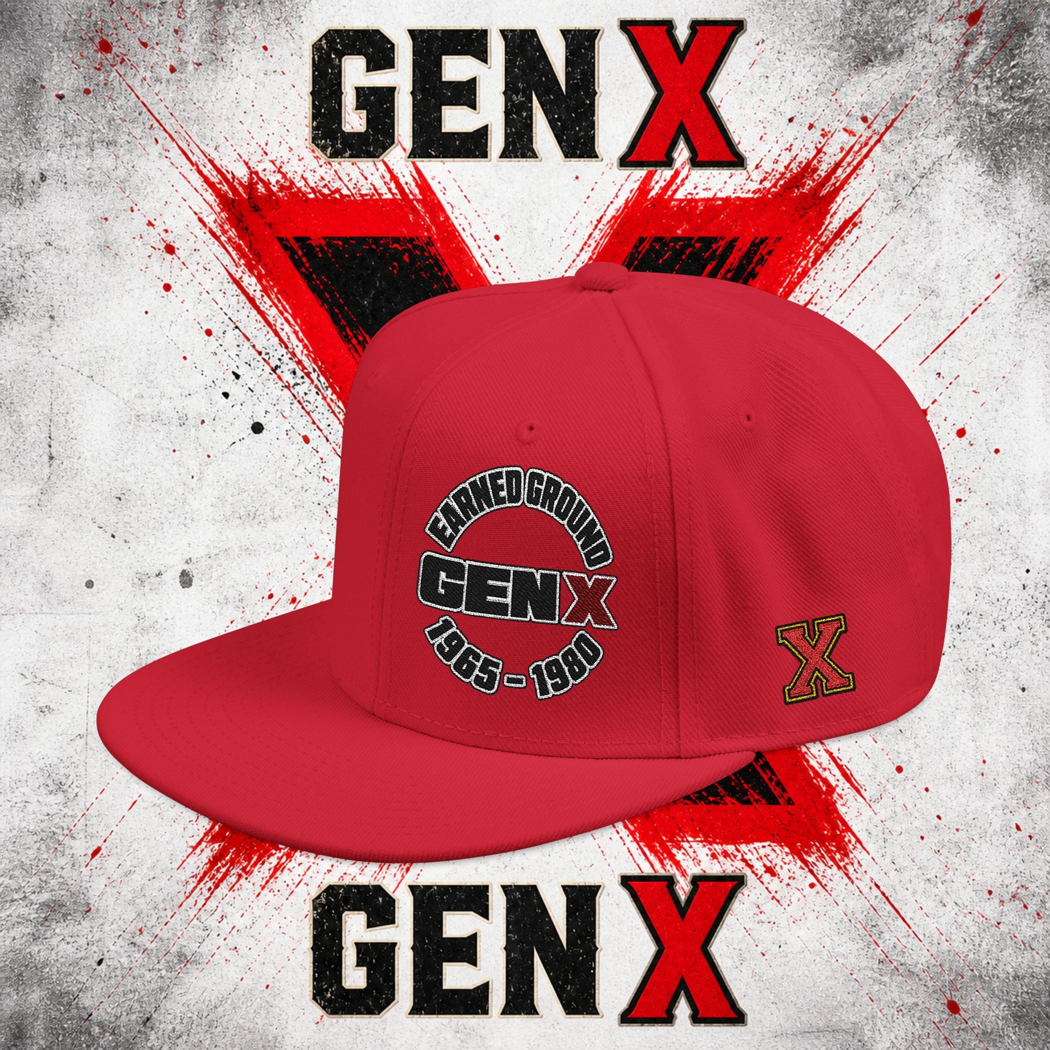 Gen X Embroidered Flat Bill Ball Cap — Gen X Proud 1965–1980