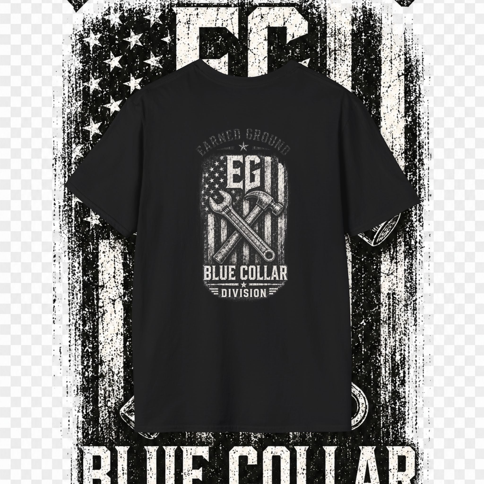 EARNED GROUND "BLUE COLLAR DIVISION" Coastal Calm Graphic T-Shirt