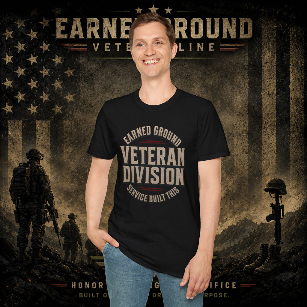 Earned Ground Veteran Division 'Service Built This'— Military Tribute Tee