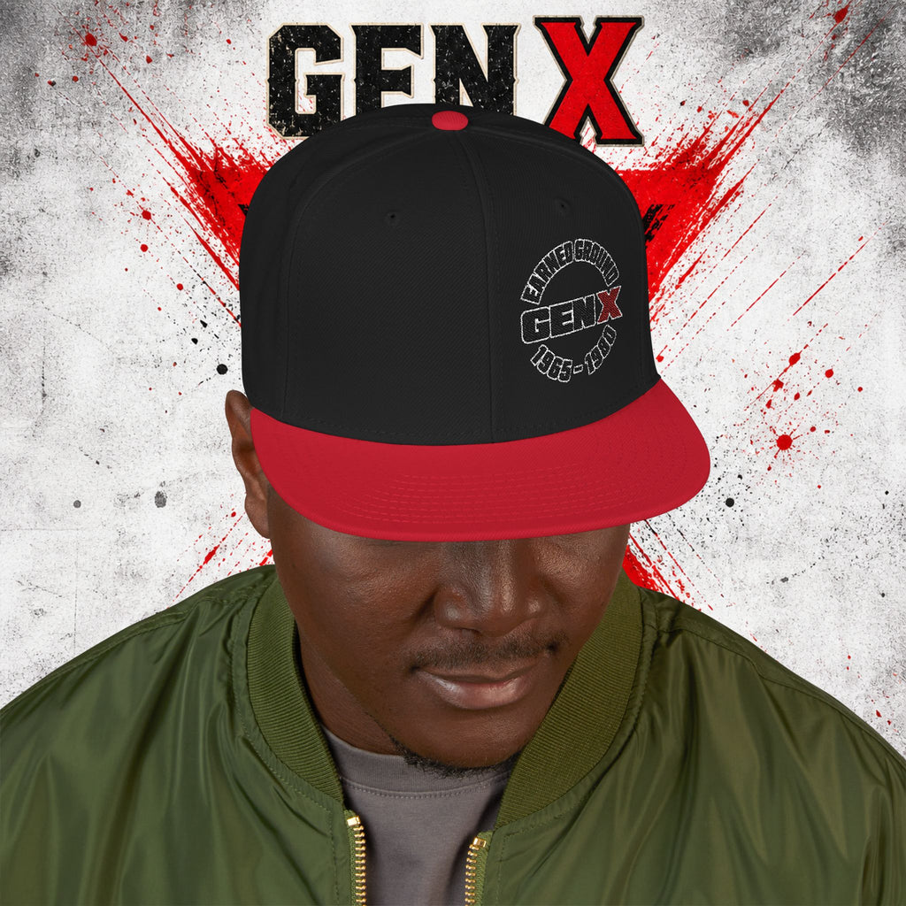 Gen X Embroidered Flat Bill Ball Cap — Gen X Proud 1965–1980