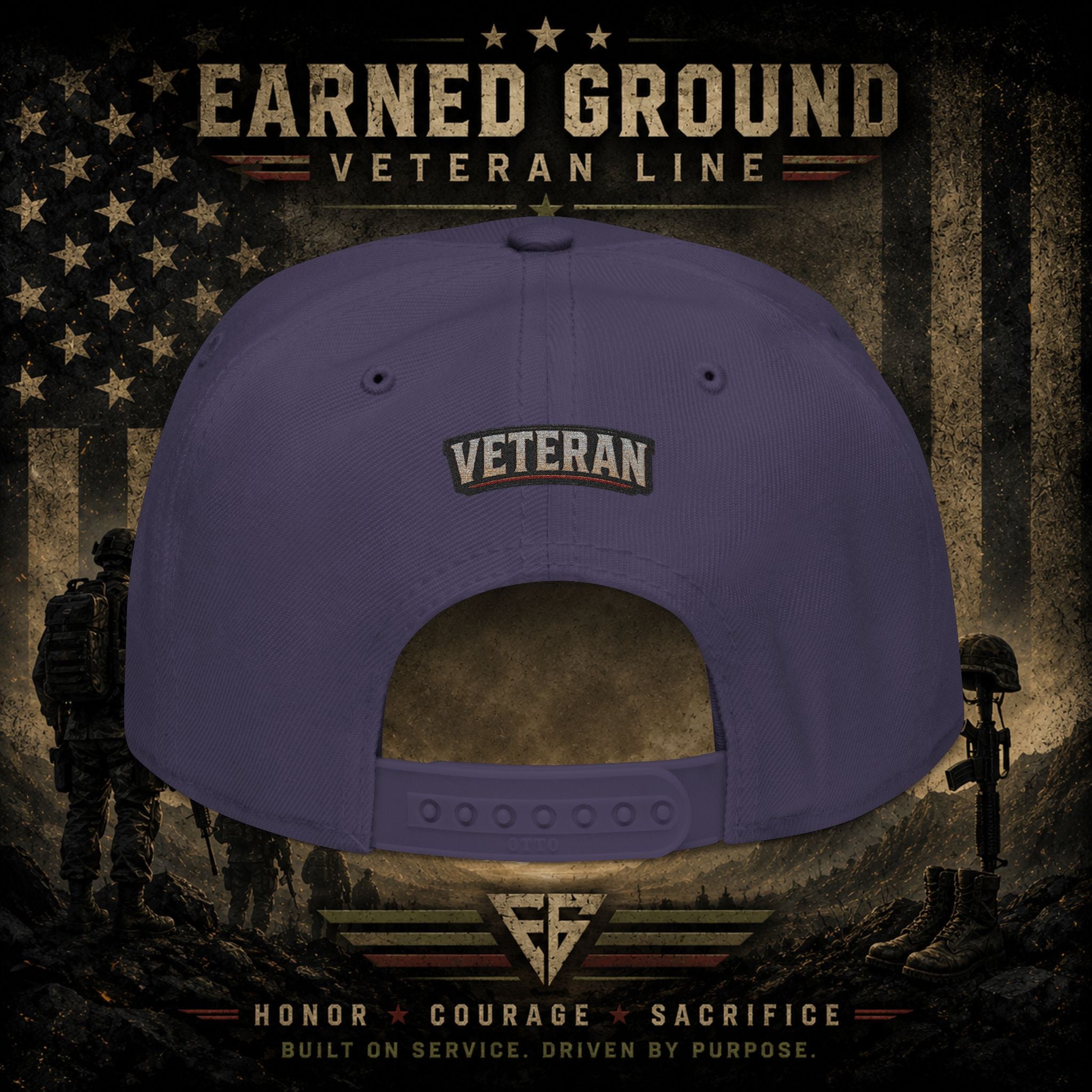 Earned Ground Veteran Line  Embroidered Snapback Hat