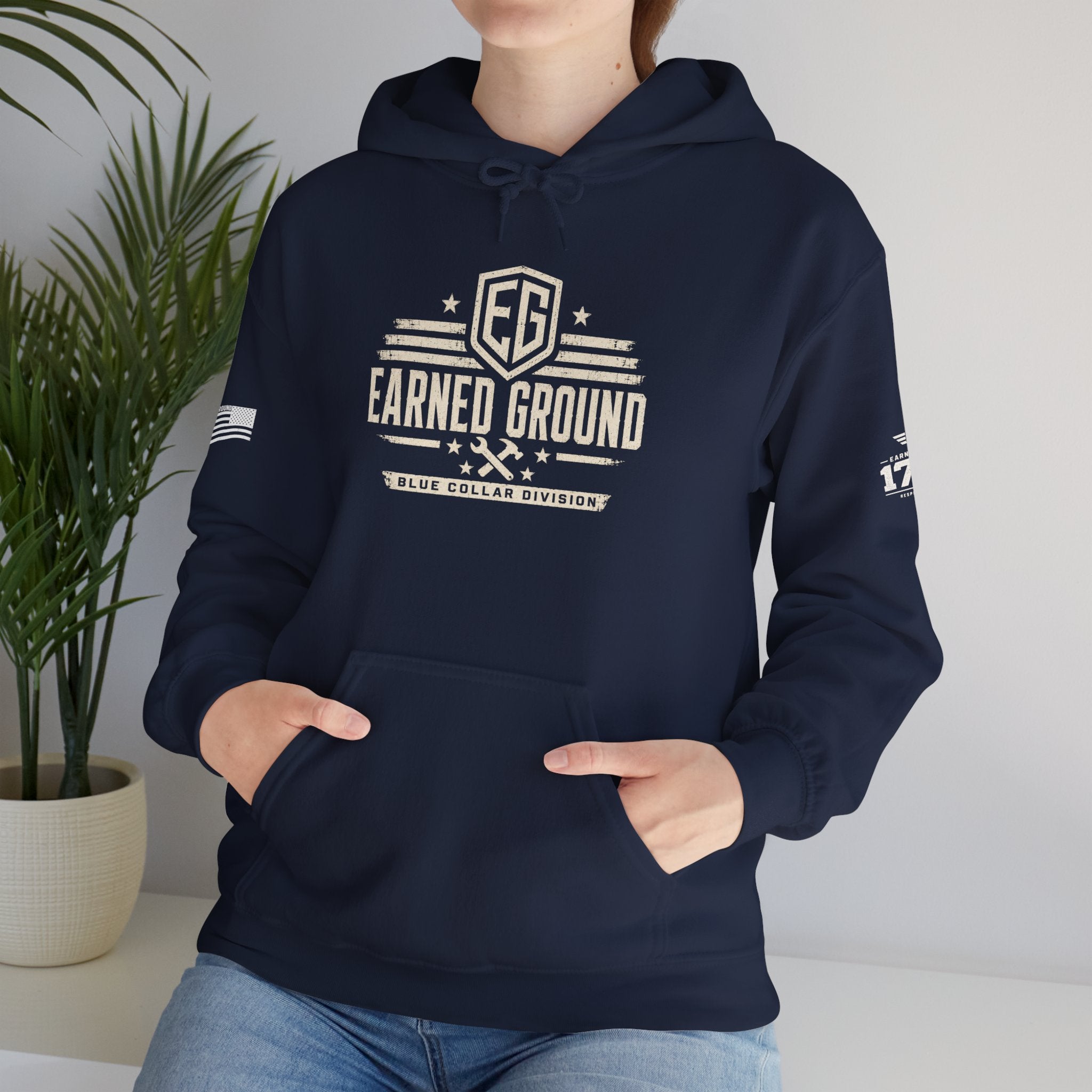 Earned Ground Blue Collar Hoodie – Blue Collar Division Hoodie