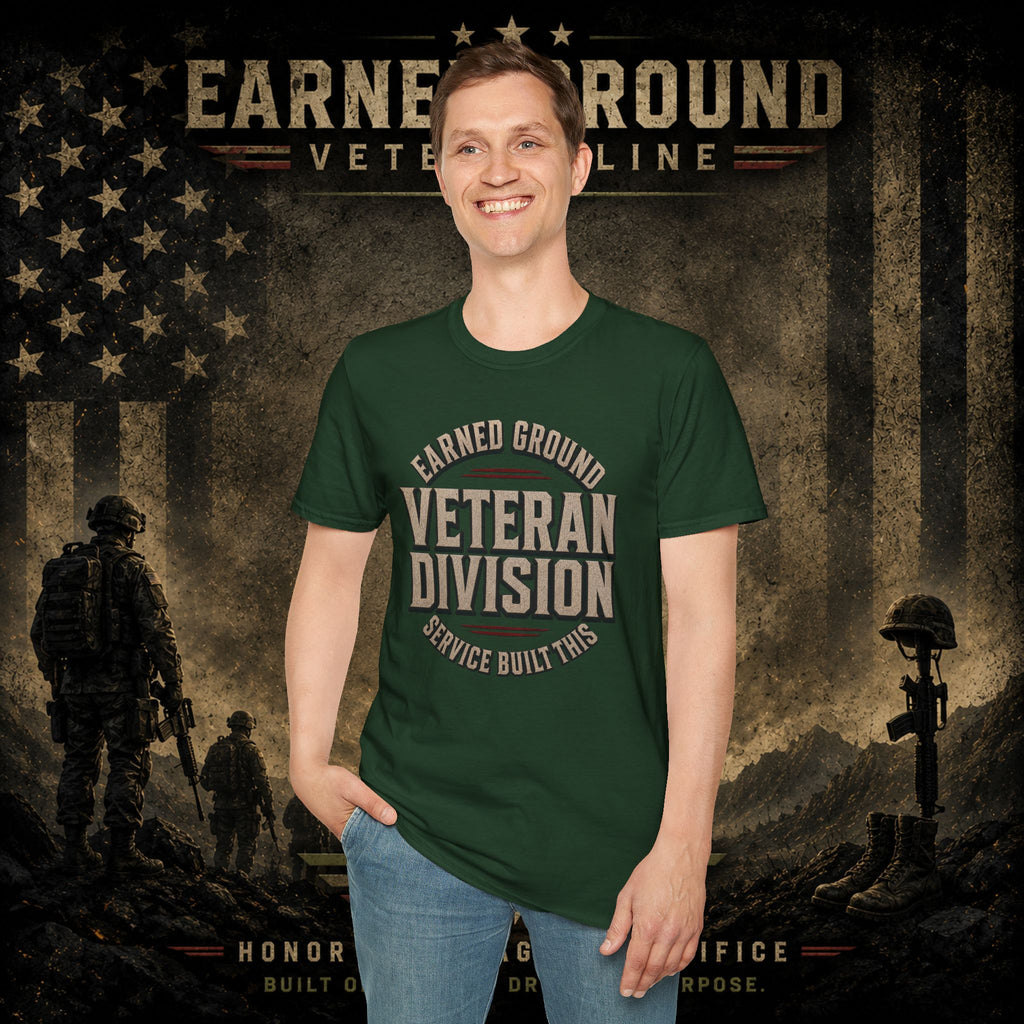 Earned Ground Veteran Division 'Service Built This'— Military Tribute Tee