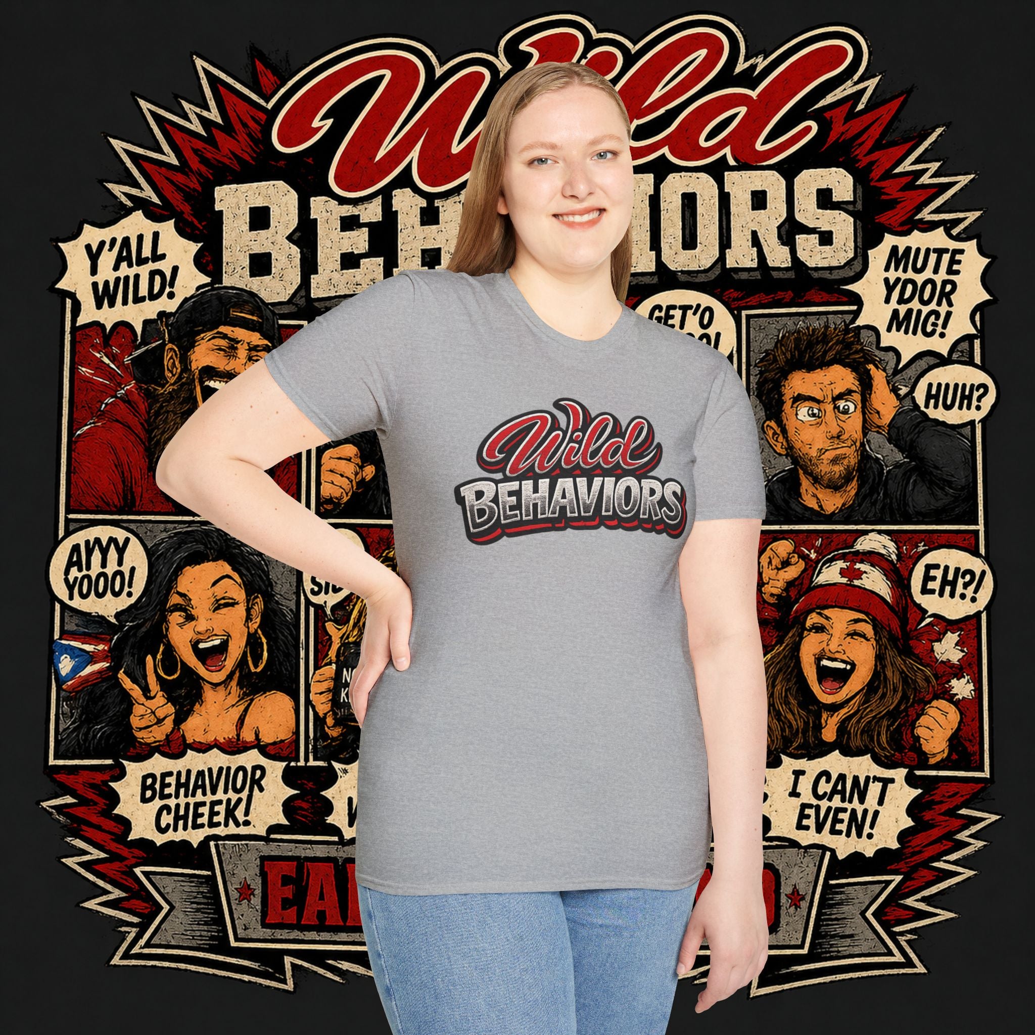 Earned Ground "Wild Behaviors" T-Shirt — Retro Red & White Graphic Tee