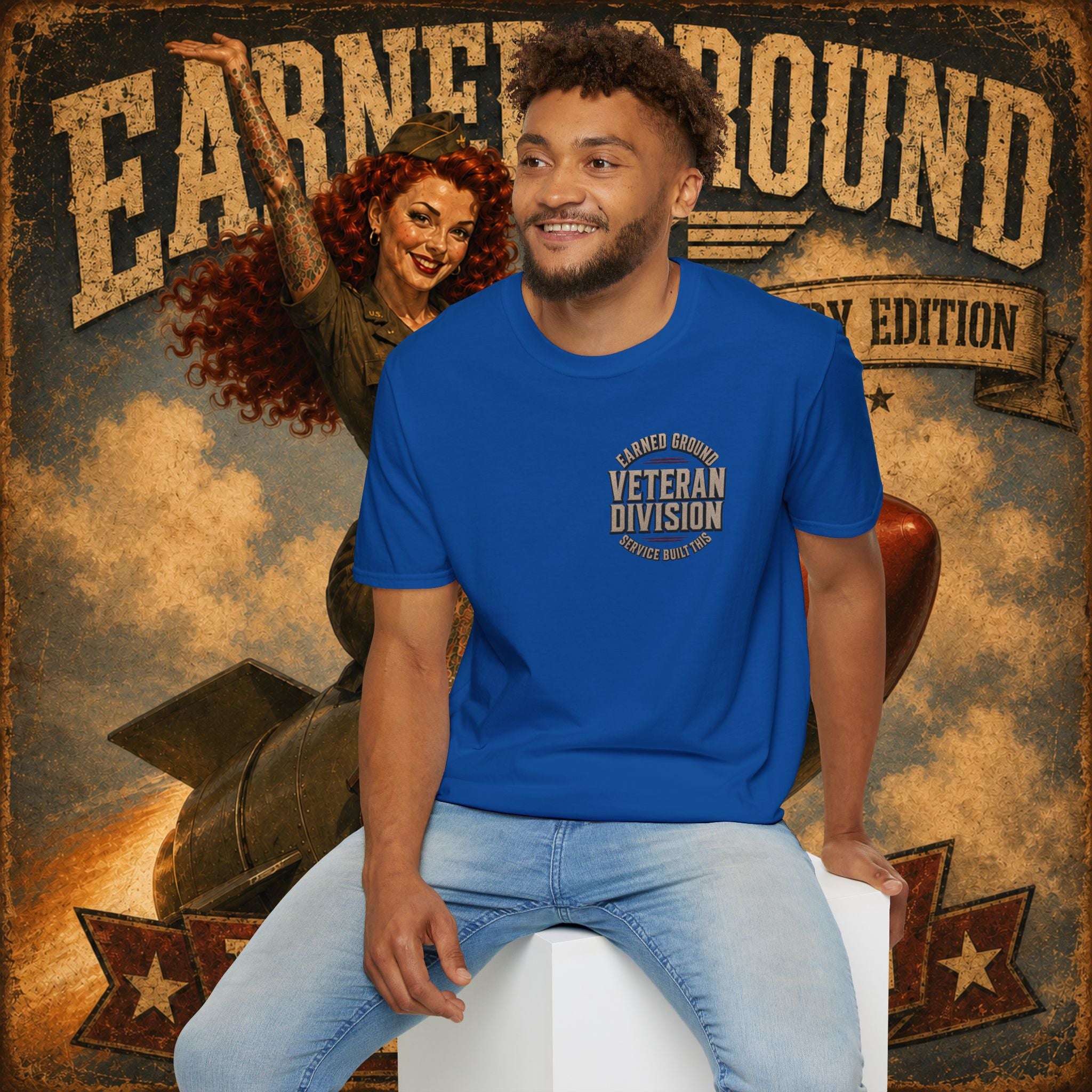 Earned Ground Veteran Division T‑Shirt —"LILY PINUP" VINTAGE SERVICE DIVISON