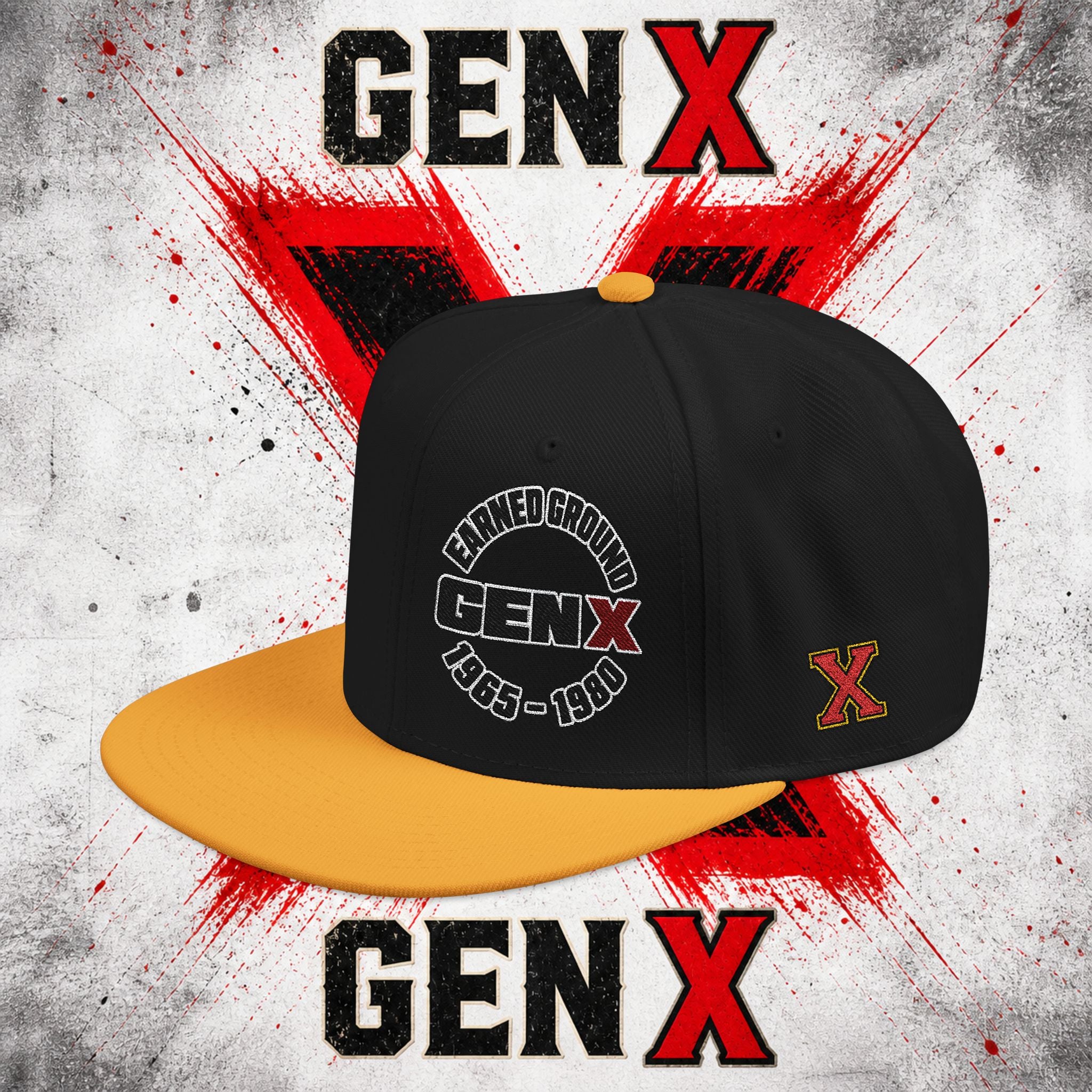 Gen X Embroidered Flat Bill Ball Cap — Gen X Proud 1965–1980