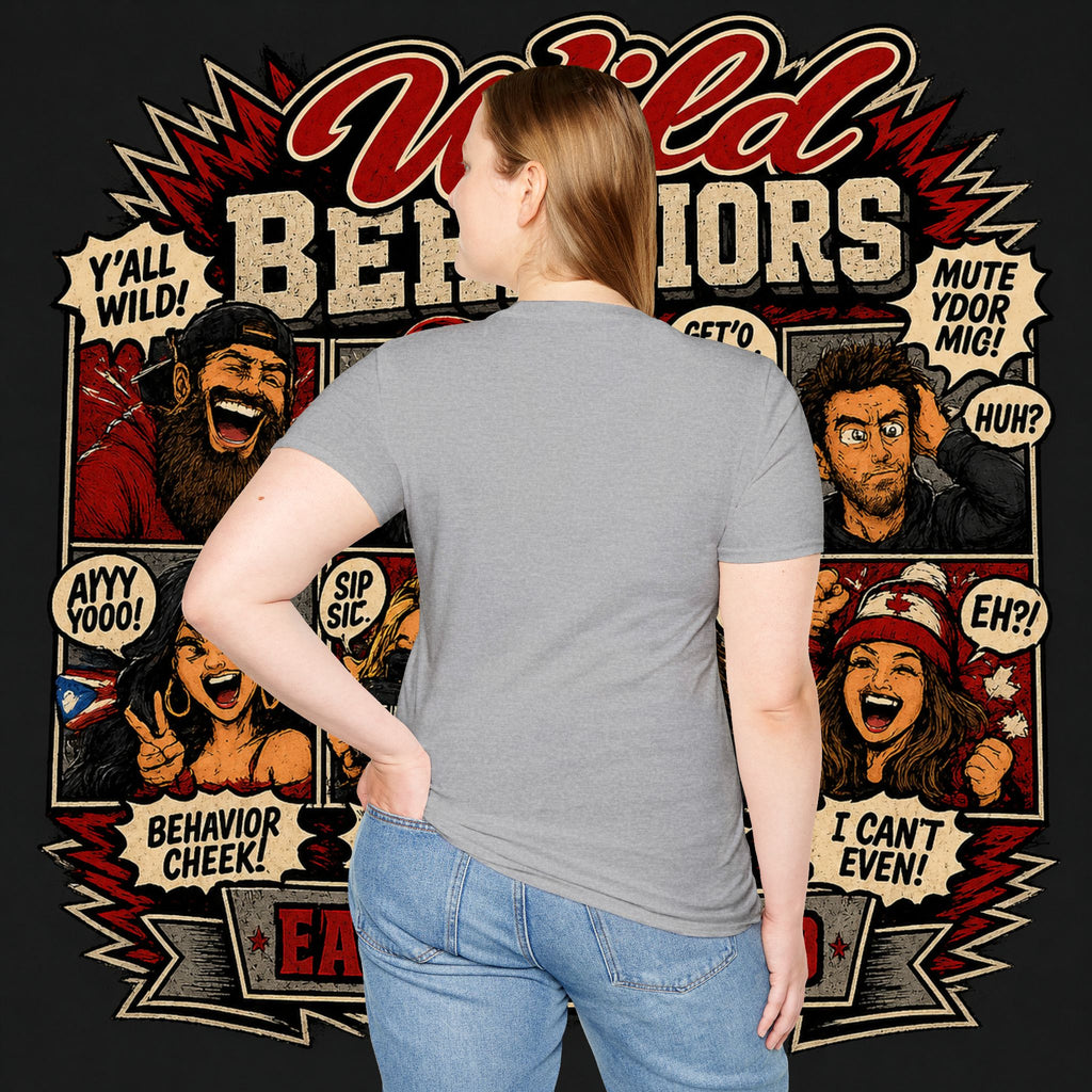 Earned Ground "Wild Behaviors" T-Shirt — Retro Red & White Graphic Tee