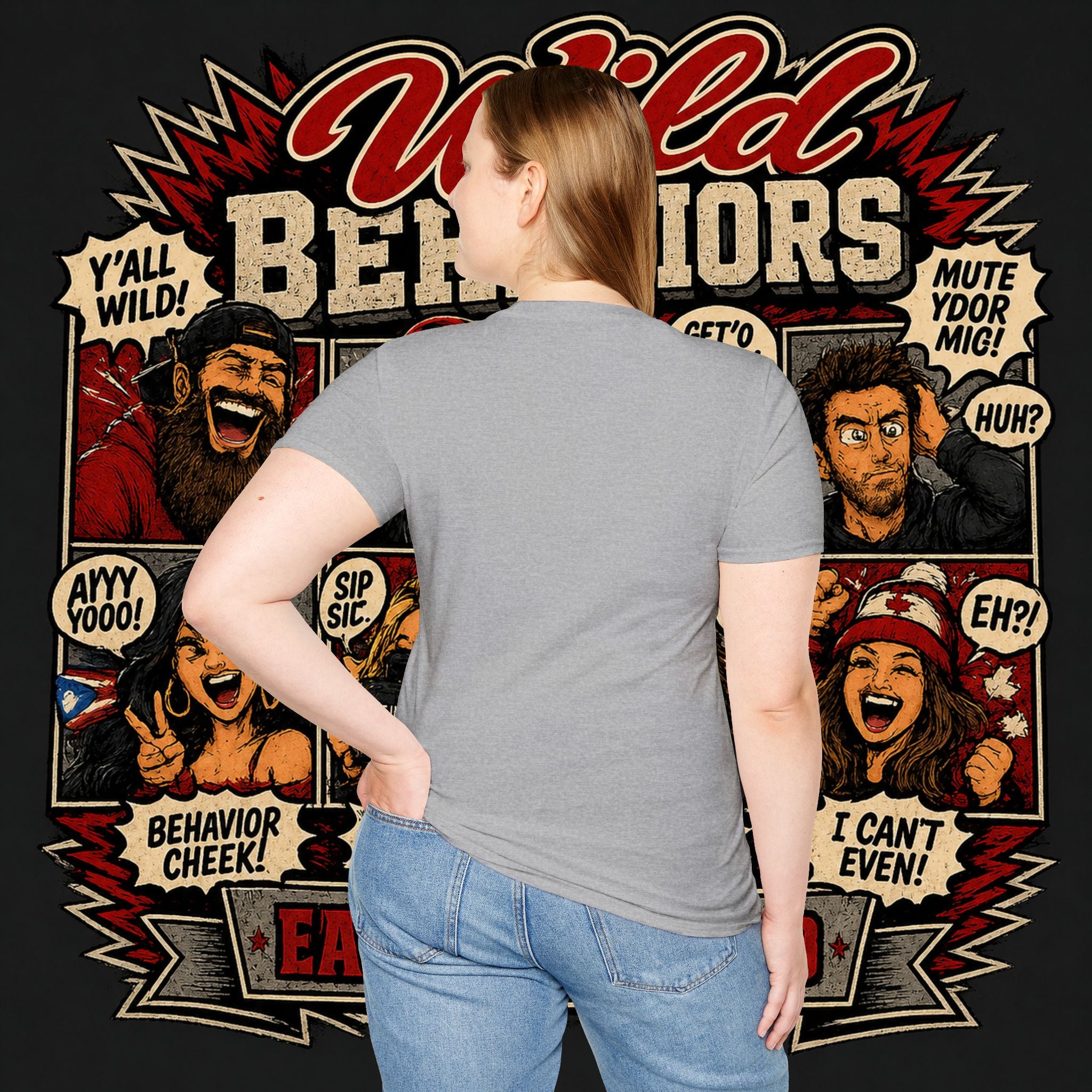 Earned Ground "Wild Behaviors" T-Shirt — Retro Red & White Graphic Tee