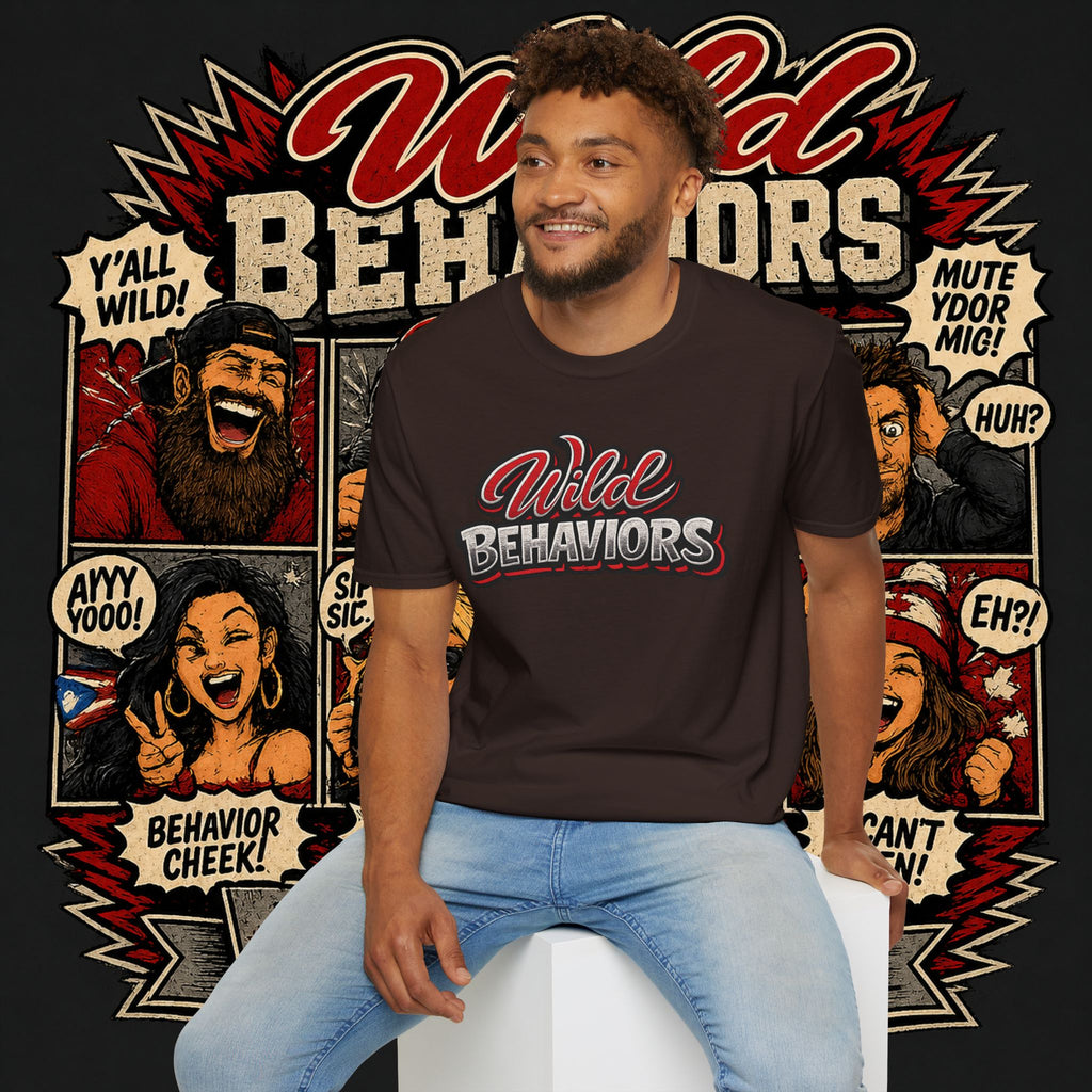 Earned Ground "Wild Behaviors" T-Shirt — Retro Red & White Graphic Tee