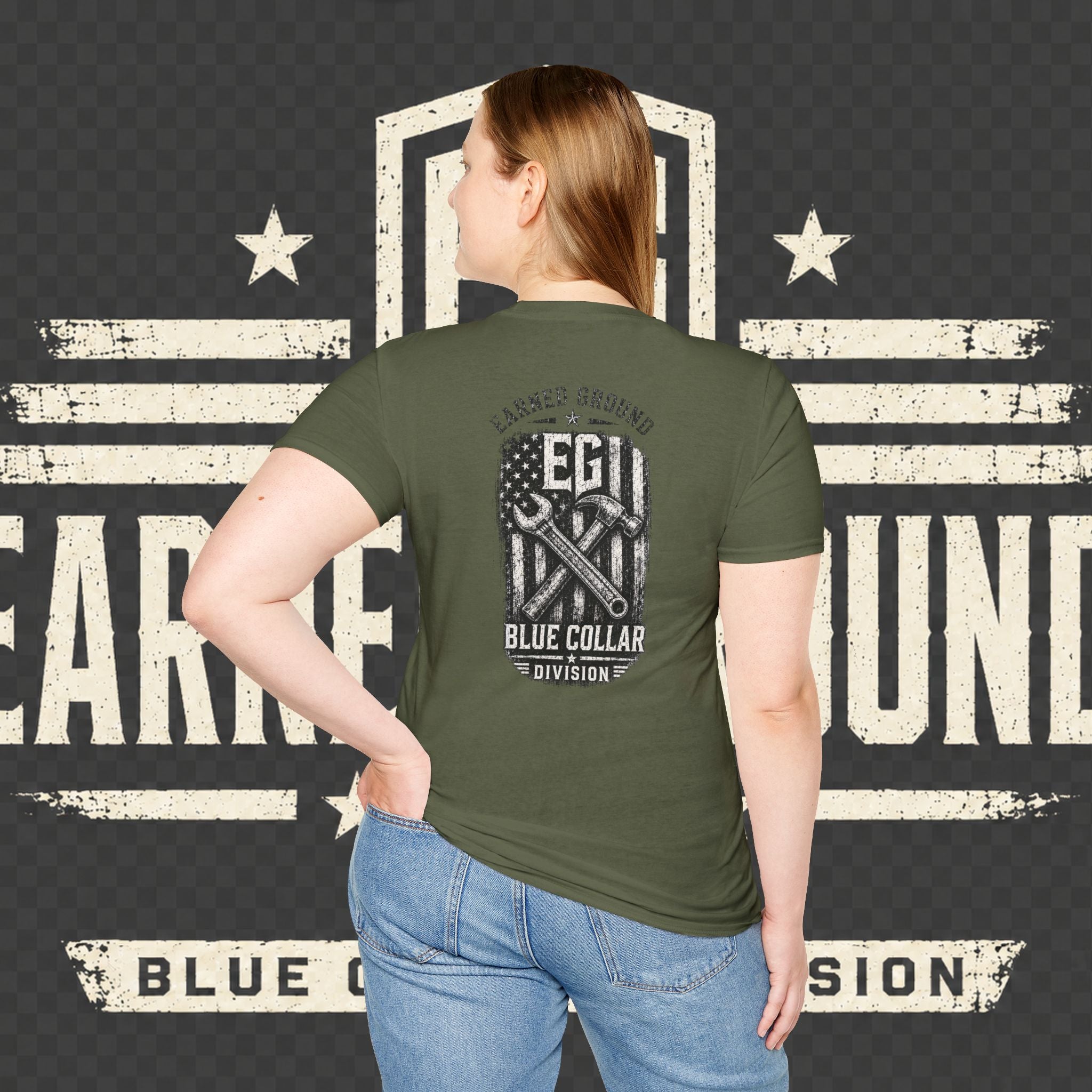 EARNED GROUND "BLUE COLLAR DIVISION" Coastal Calm Graphic T-Shirt