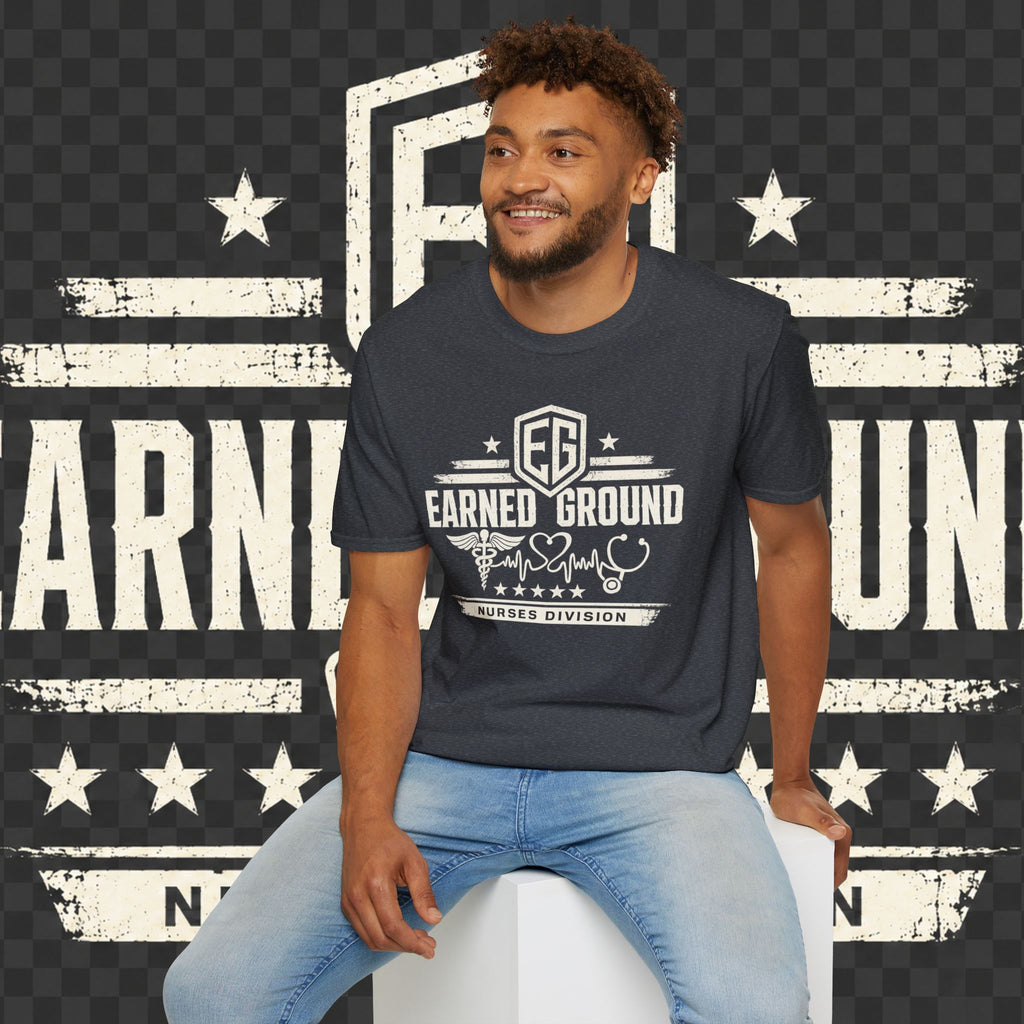 Earned Ground Nurses Division T-Shirt — Nurse Appreciation Medical Heartbeat Tee