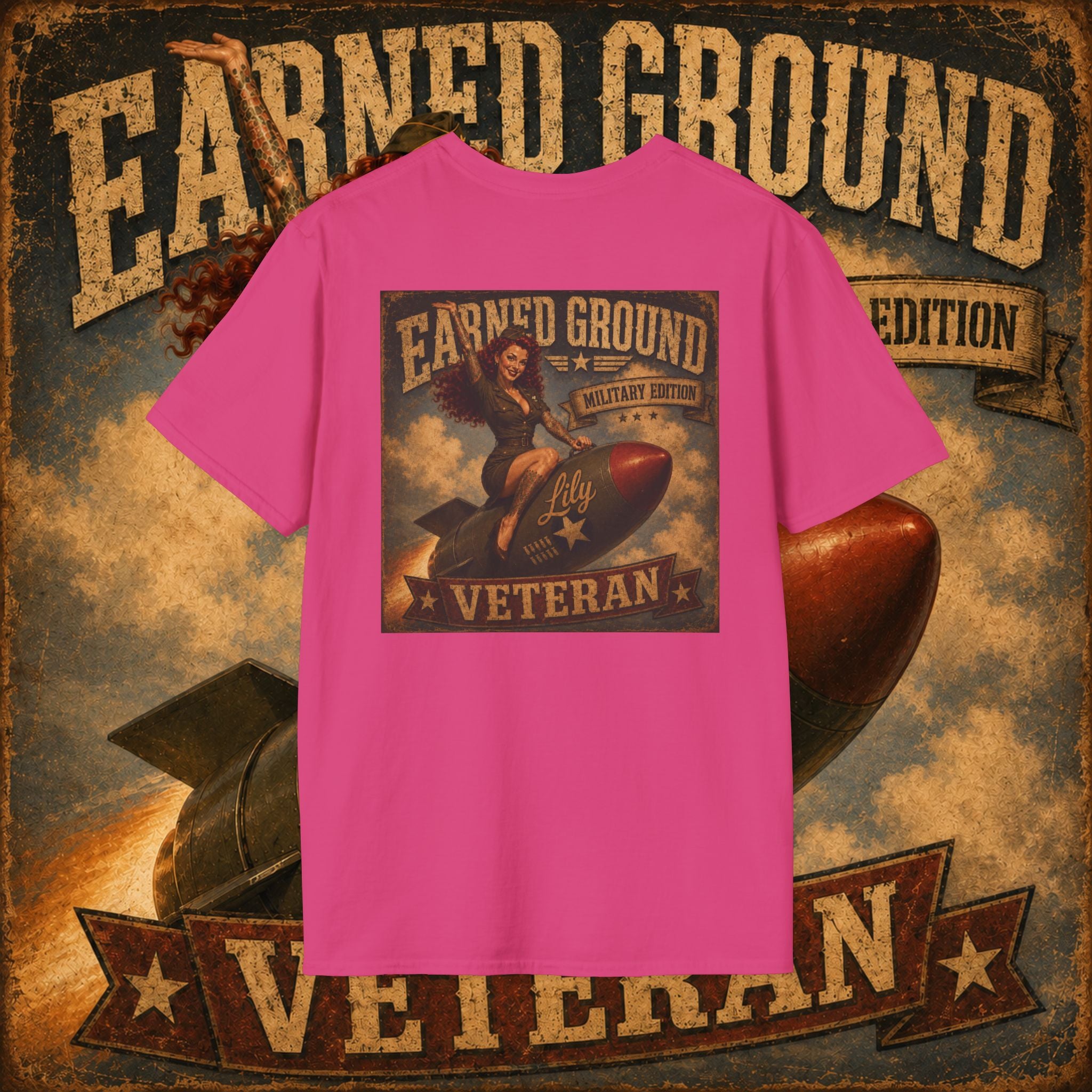 Earned Ground Veteran Division T‑Shirt —"LILY PINUP" VINTAGE SERVICE DIVISON